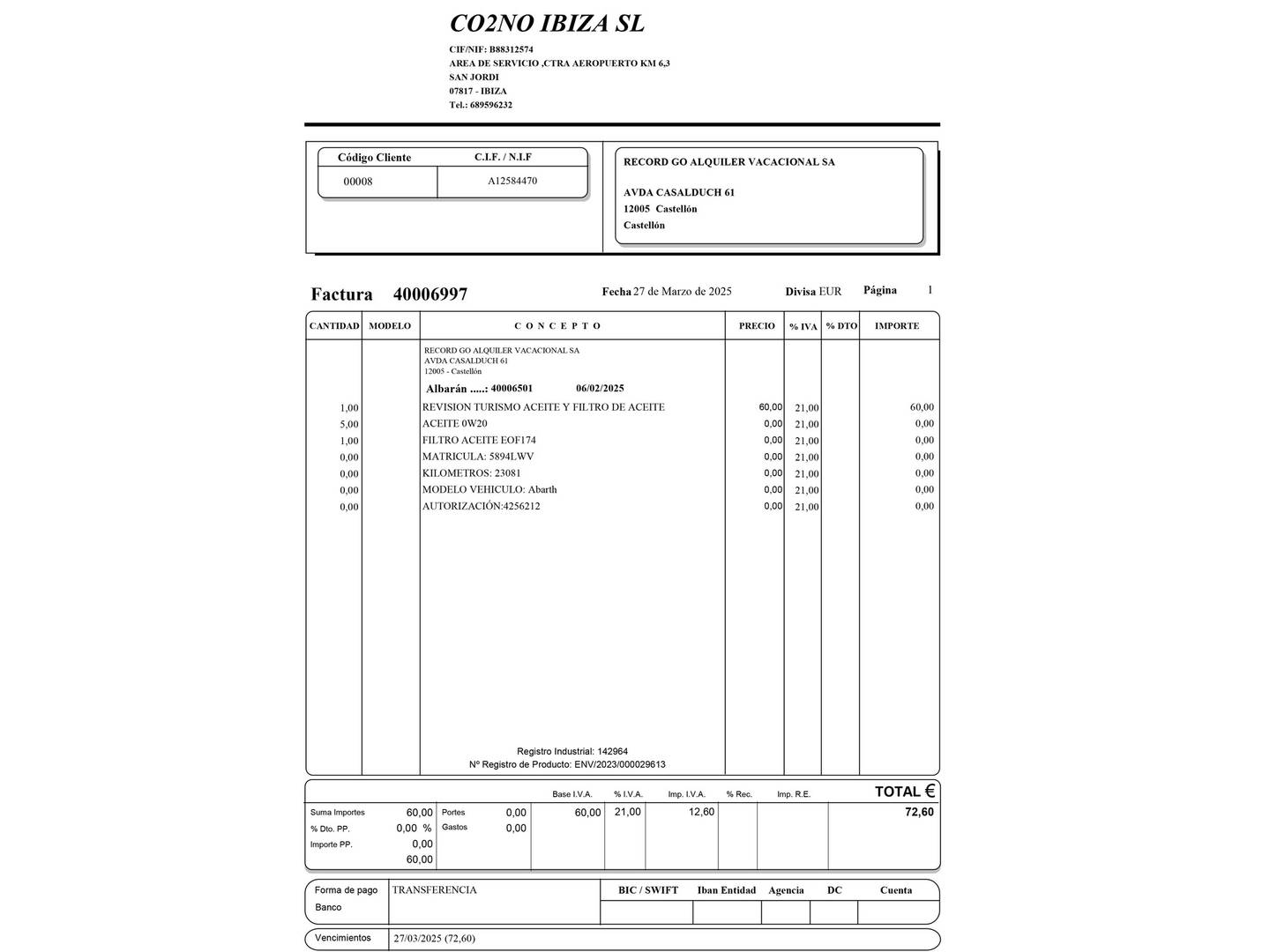 Foto del mantenimiento del Abarth 500 Abarth 500 1.4 16v T-Jet 595 (145 CV)