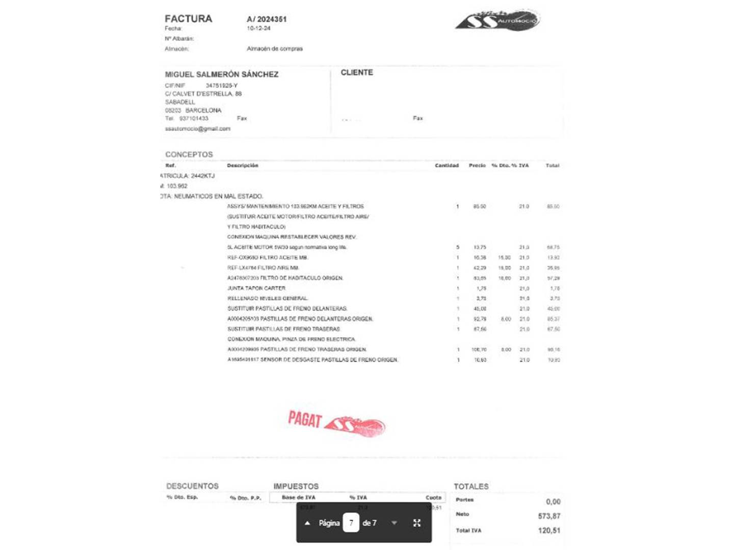 Foto del mantenimiento del Mercedes Clase A Mercedes Clase A Clase A 200 Pack AMG  (163 CV)