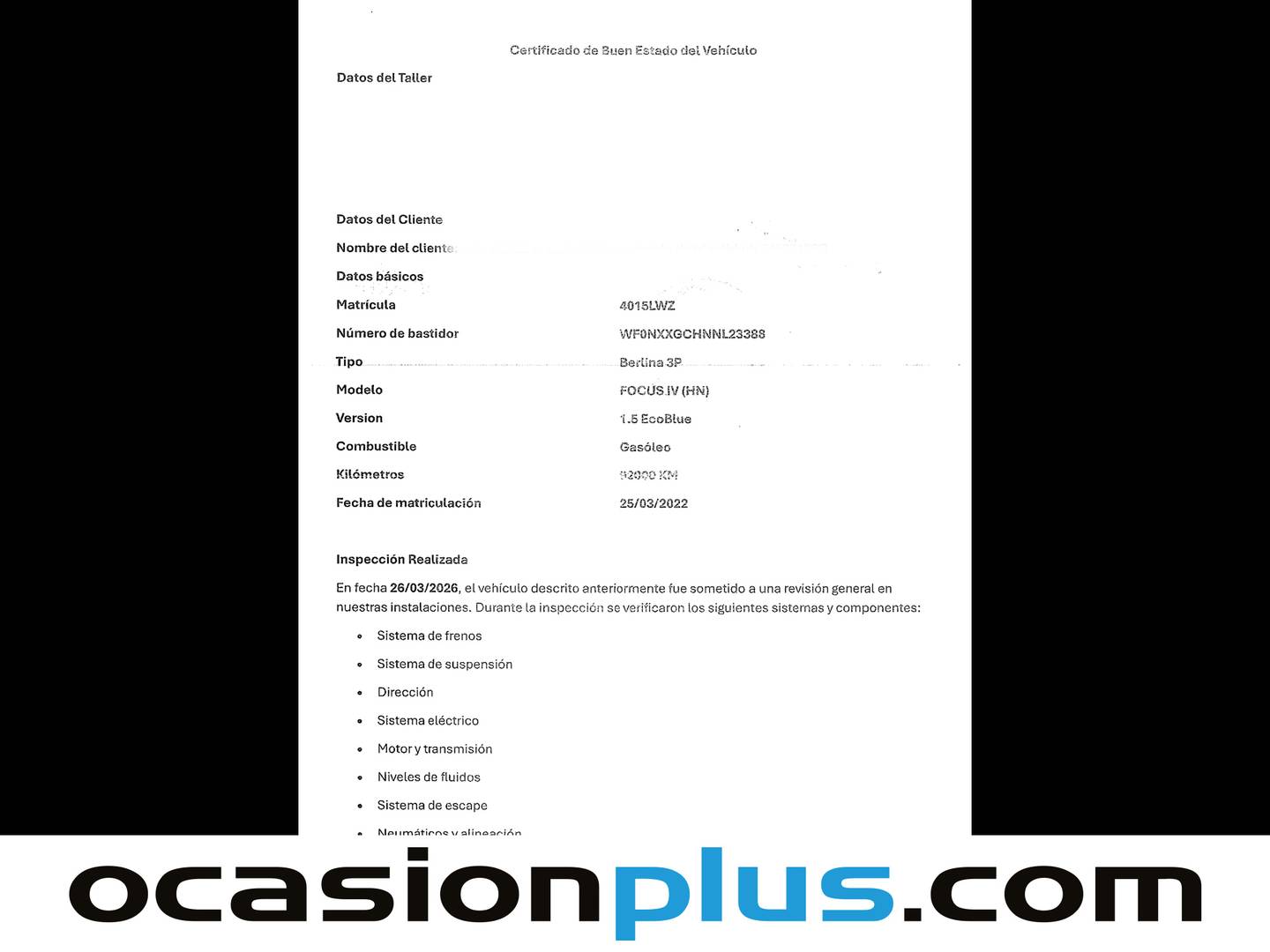 Foto del mantenimiento del Ford Focus Ford Focus 1.5 Ecoblue Trend+ (120 CV)