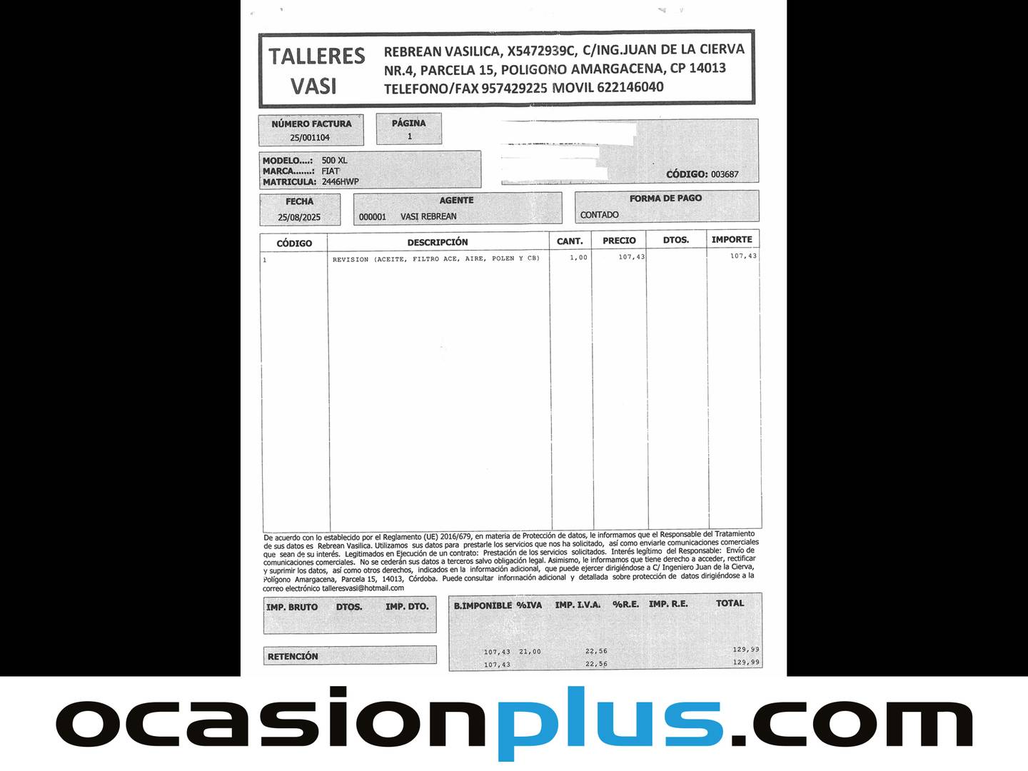 Foto del mantenimiento del Fiat 500L Fiat 500L 1.3 16v MultiJet II S&S Living (85 CV) 7 Plazas