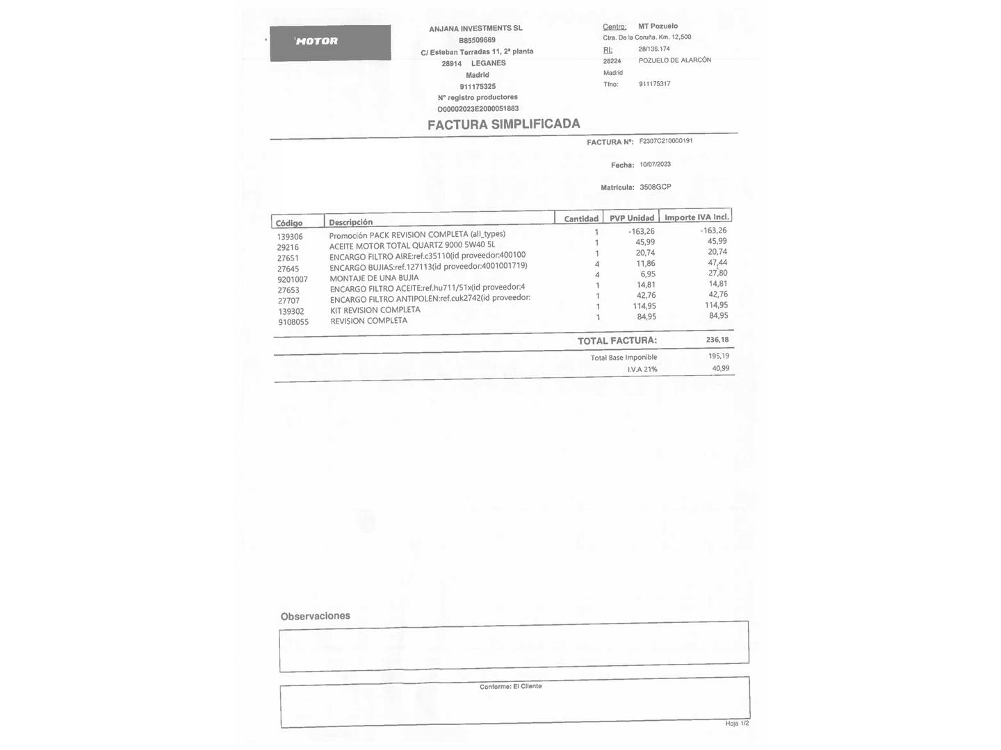 Foto del mantenimiento del Peugeot 407 Peugeot 407 2.0 Sport (140 CV)