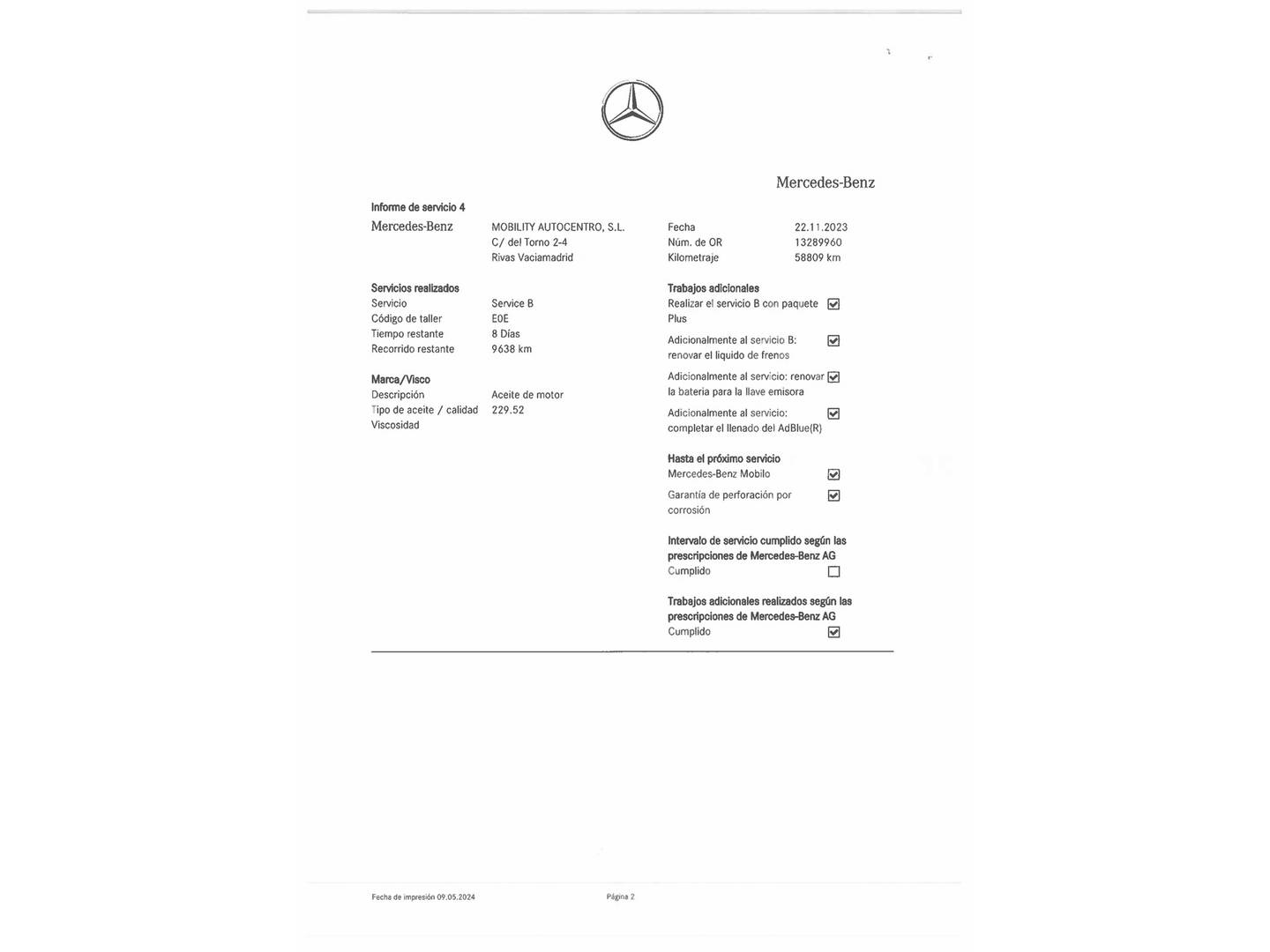 Foto del mantenimiento del Mercedes Clase A Mercedes Clase A 180 d (116 CV)