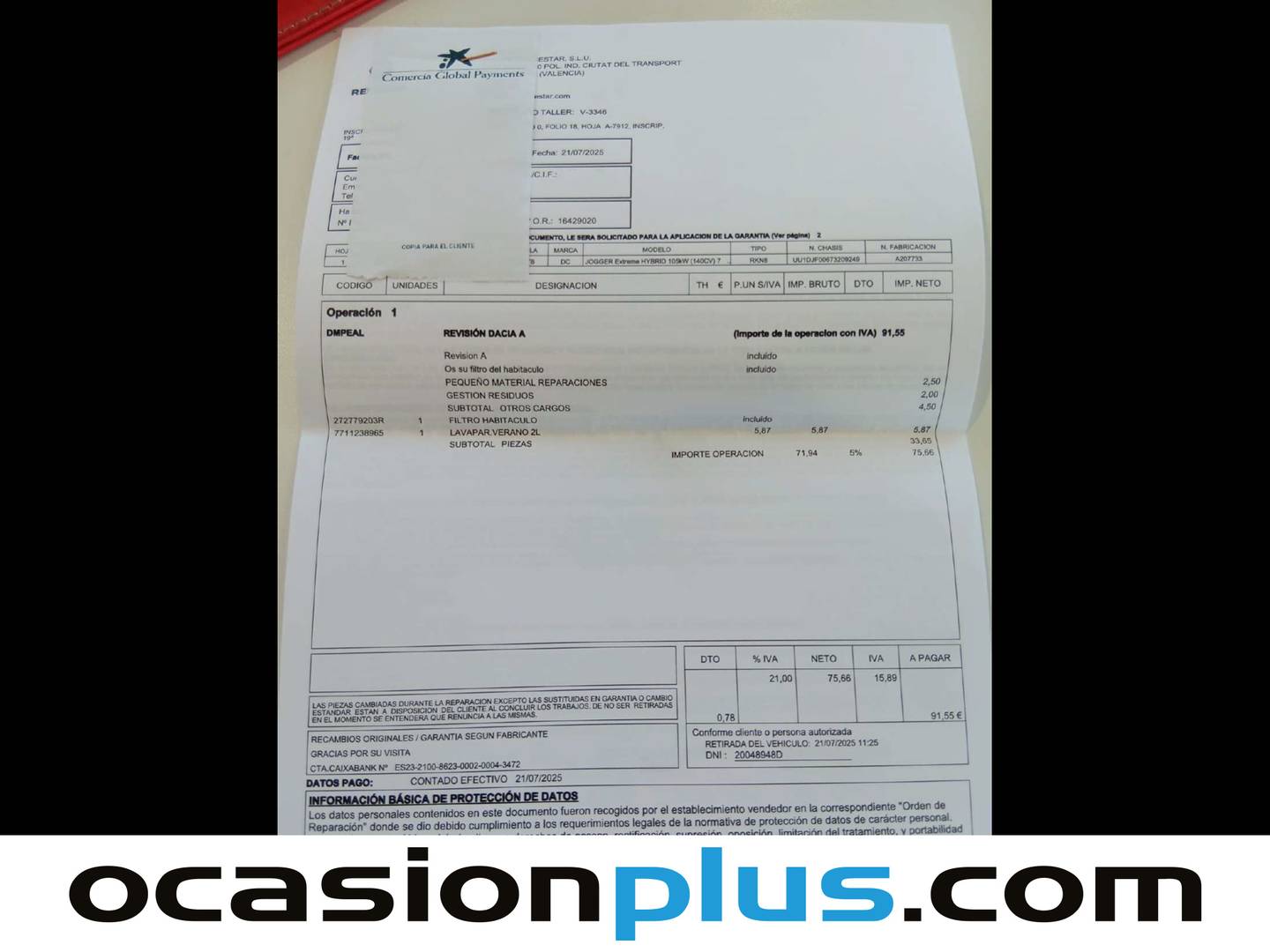 Foto del mantenimiento del Dacia Jogger Dacia Jogger Extreme Hybrid (140 CV) 7 Plazas