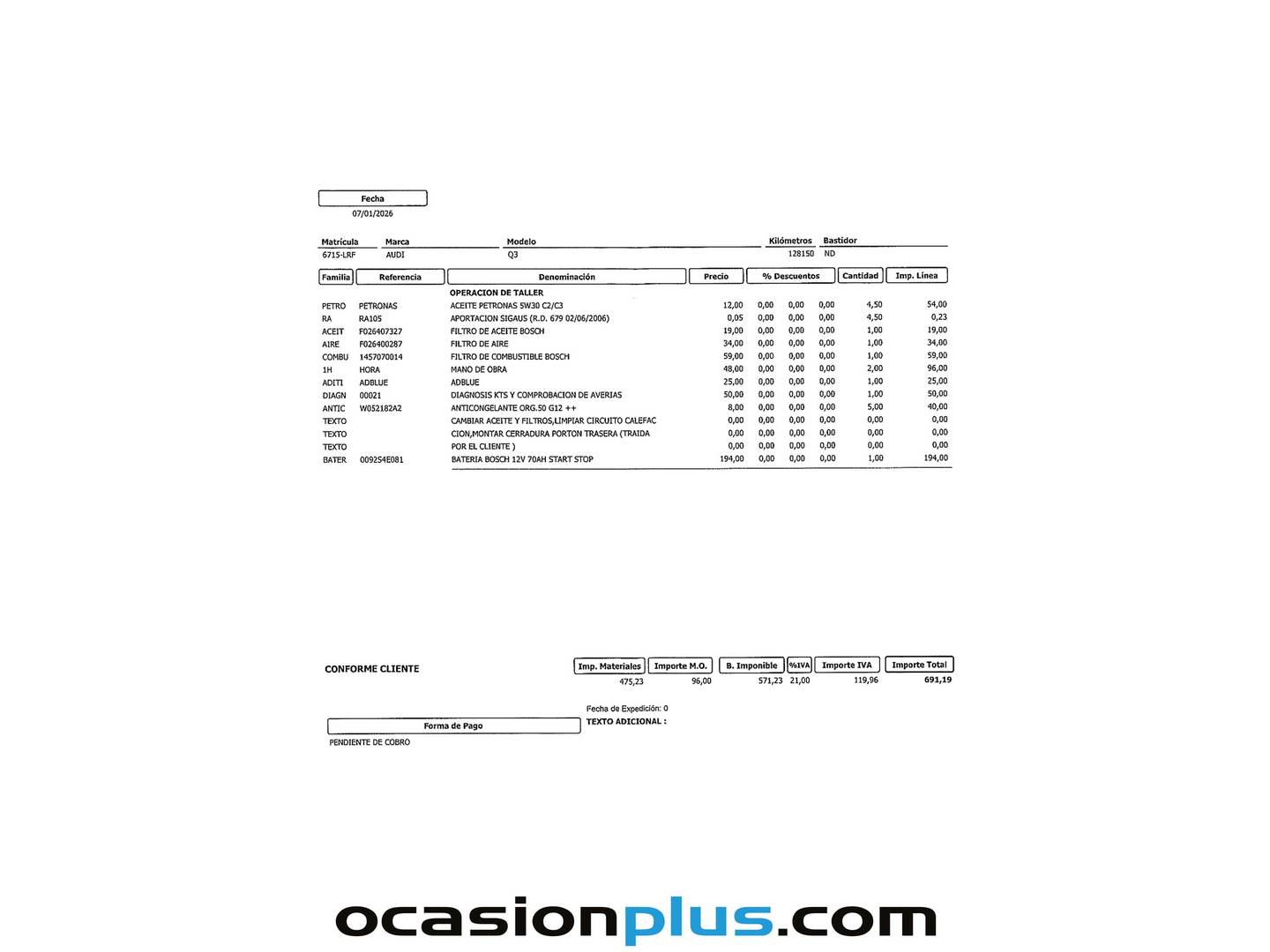 Foto del mantenimiento del Audi Q3 Audi Q3 Advanced 35 TDI (150 CV) S tronic