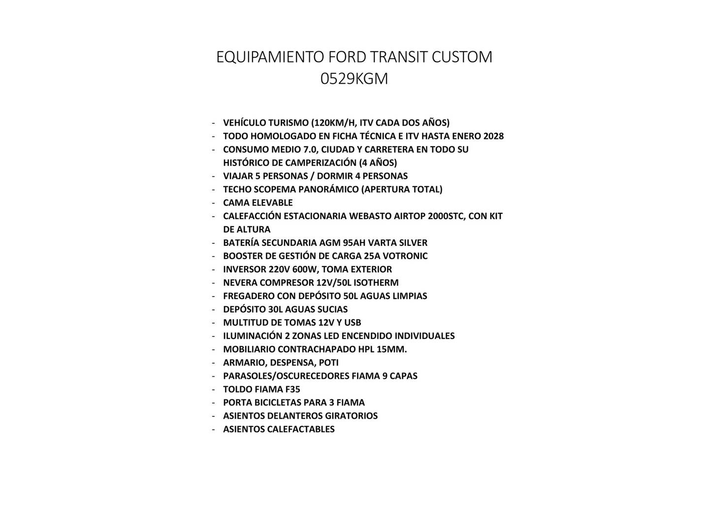 Foto Ford Transit Custom Ford Transit Custom Mixto 2.0 TDCI L1 310 Trend (130 CV) Camperizada 5 Plazas