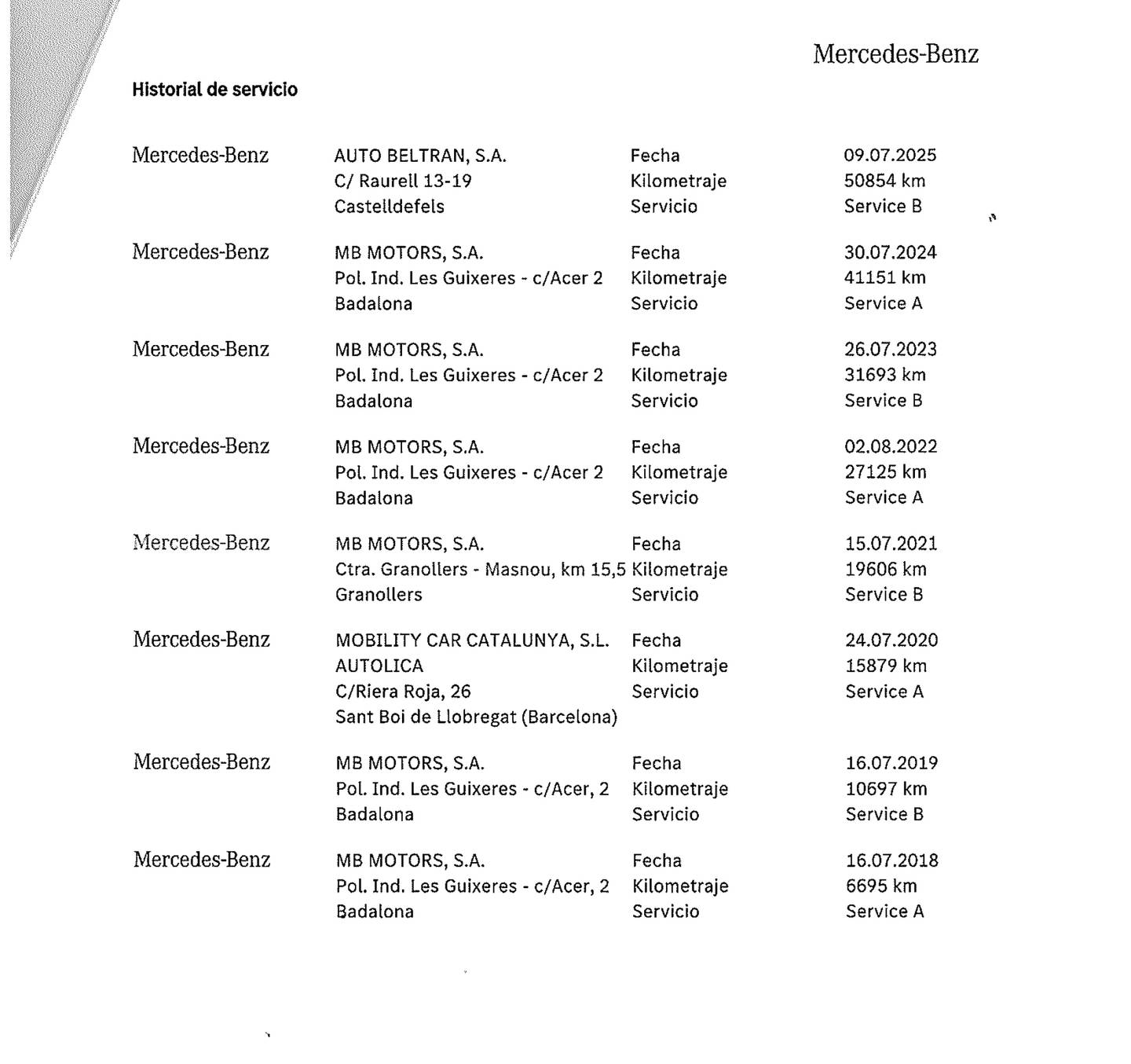 Foto del mantenimiento del Mercedes Clase A Mercedes-Benz Clase A 180 (122 CV) Pack AMG