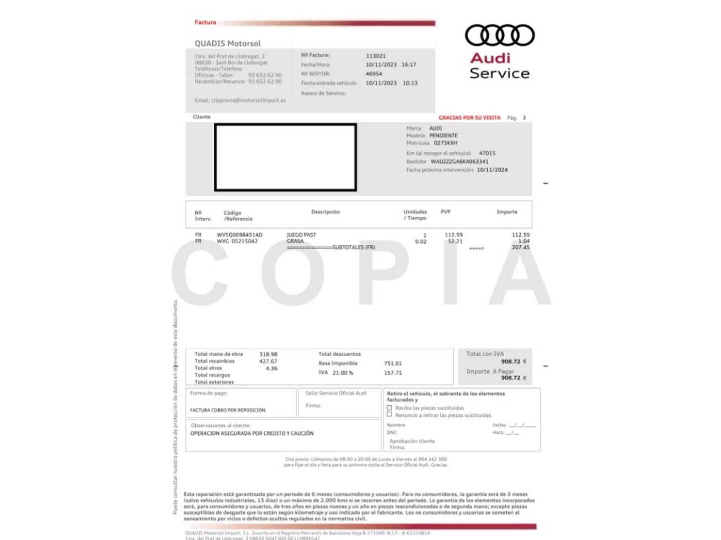 Foto del mantenimiento del Audi Q2 Audi Q2 sport 35 TFSI (150 CV)