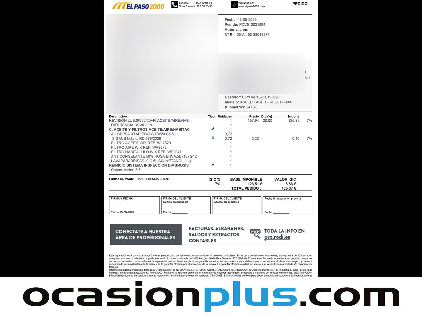 Foto del mantenimiento del KIA XCeed KIA XCeed 1.0 T-GDi Drive (100 CV)