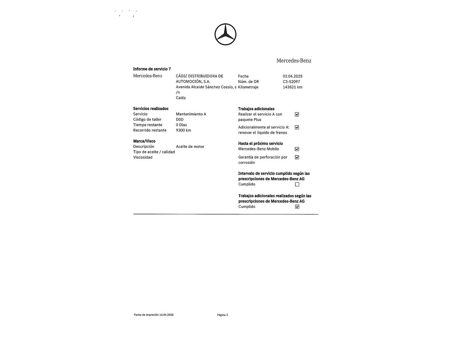 Foto del mantenimiento del Mercedes Clase C Mercedes Clase C C 220 CDI Blue Efficiency Avantgarde (170 CV)