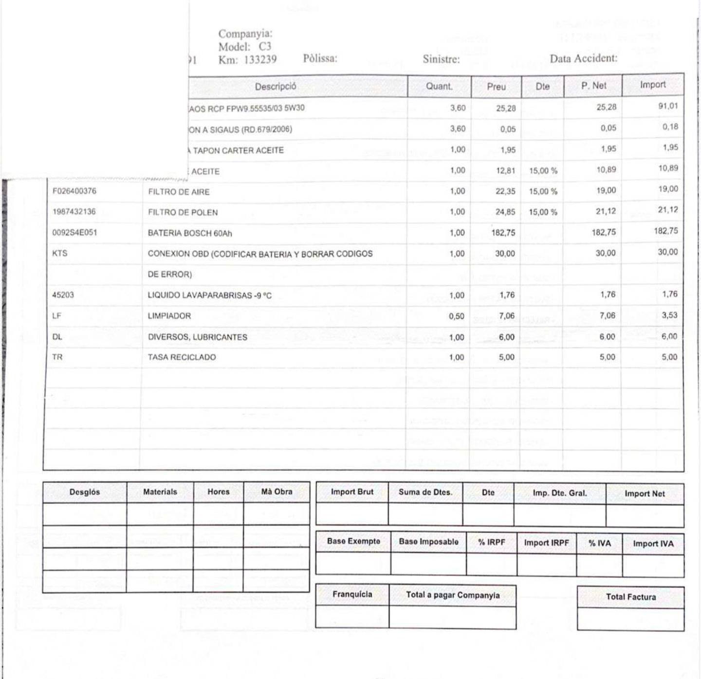 Foto del mantenimiento del Citroën C3 Citroën C3 PureTech 82 Feel (82 CV)