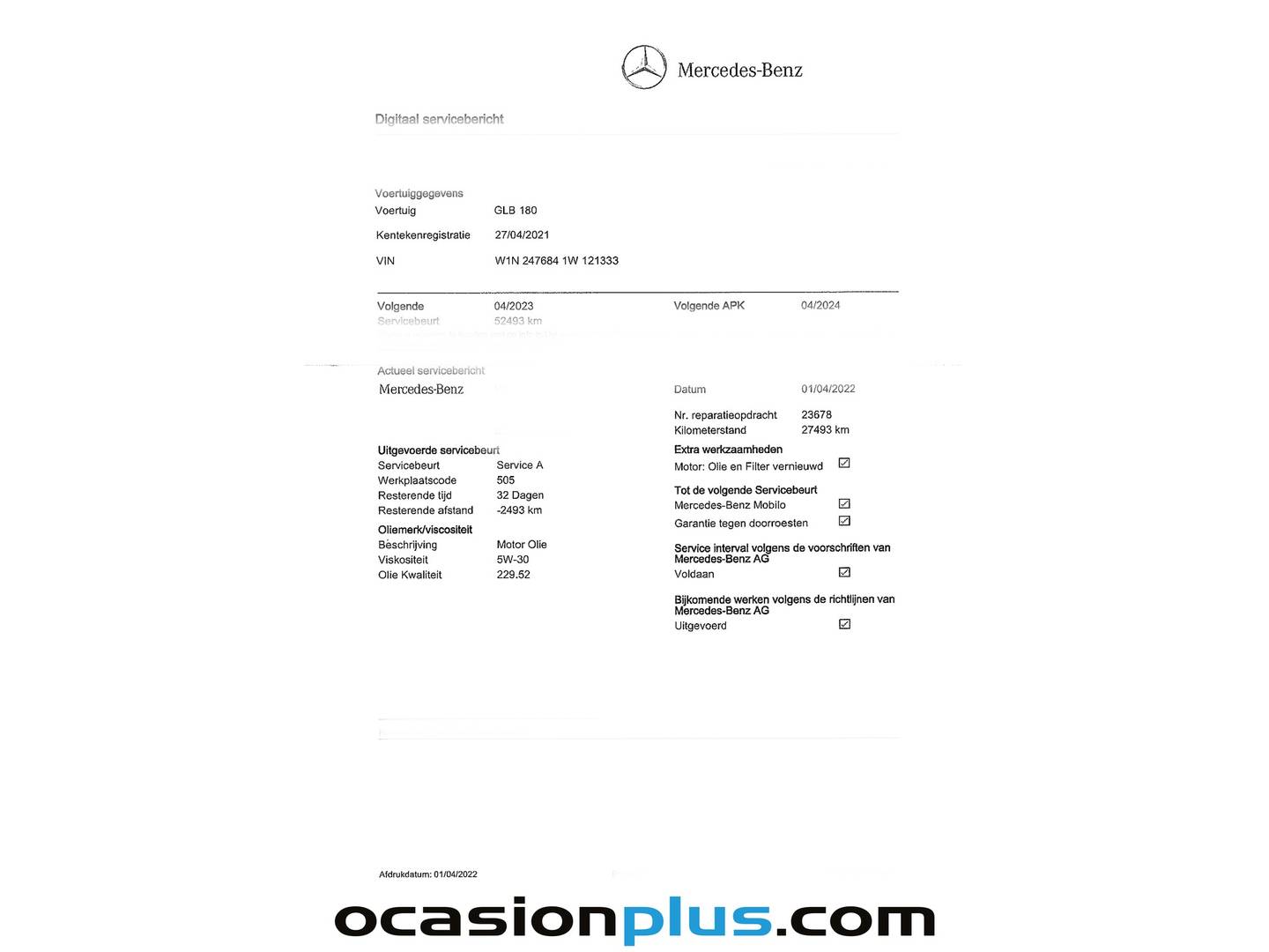 Foto del mantenimiento del Mercedes GLB Mercedes GLB 180 (136 CV)