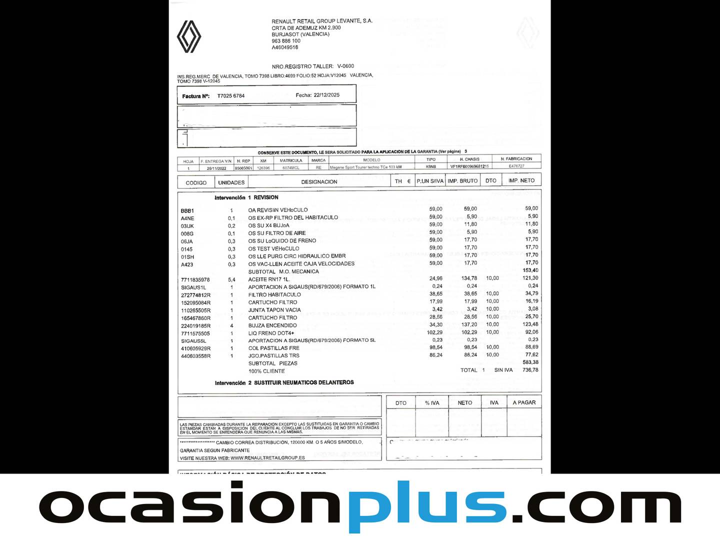 Foto del mantenimiento del Renault Mégane Renault Megane Sport Tourer Techno TCe (140 CV) EDC GPF