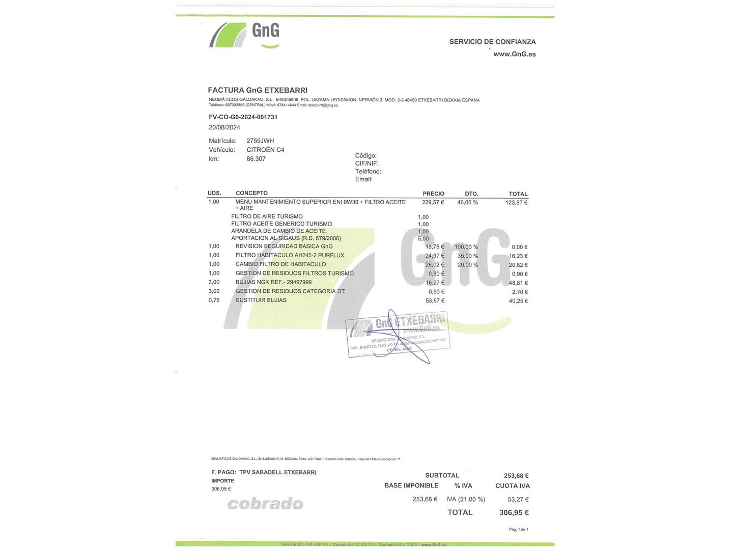 Foto del mantenimiento del Citroën C4 Cactus Citroën C4 Cactus PureTech 82 Feel (82 CV)