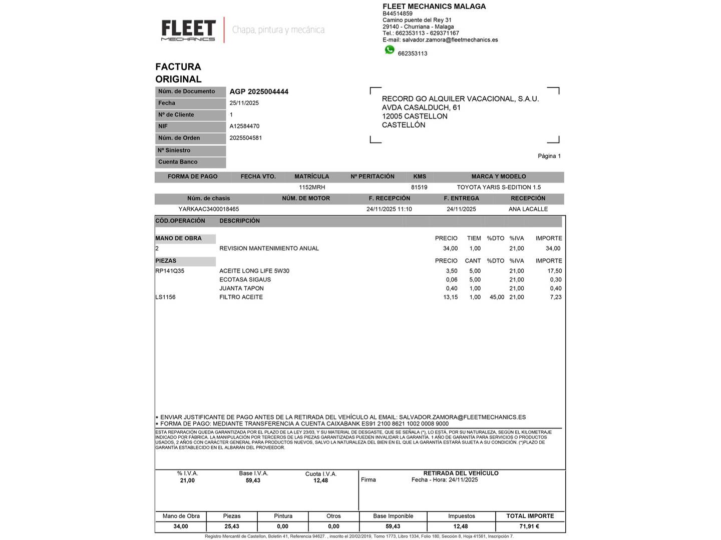 Foto del mantenimiento del Toyota Yaris Toyota Yaris 1.5 S-Edition (125 CV)