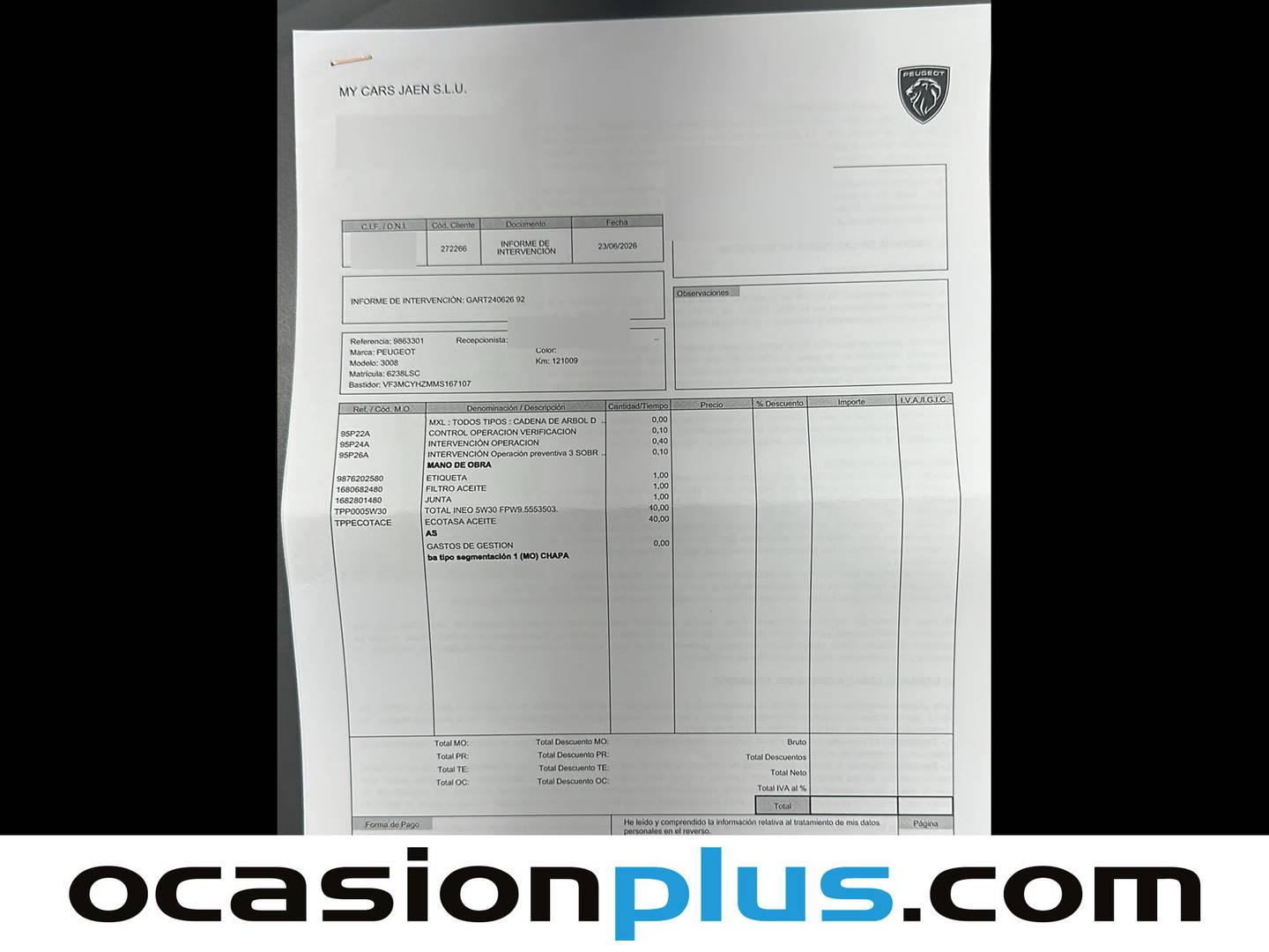 Foto del mantenimiento del Peugeot 3008 Peugeot 3008 BlueHDI 130 S&S Allure (130 CV)