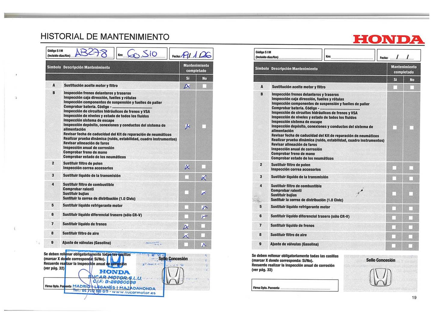 Foto del mantenimiento del Honda CR-V Honda CR-V 2.0 i-MMD Executive 4x4 (184 CV)