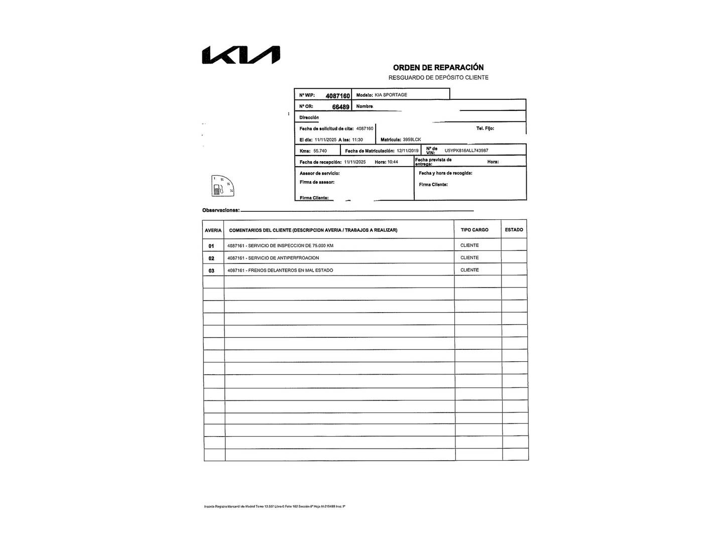 Foto del mantenimiento del KIA Sportage KIA Sportage 1.6 T-GDi GT Line Xtreme Plus (177 CV)