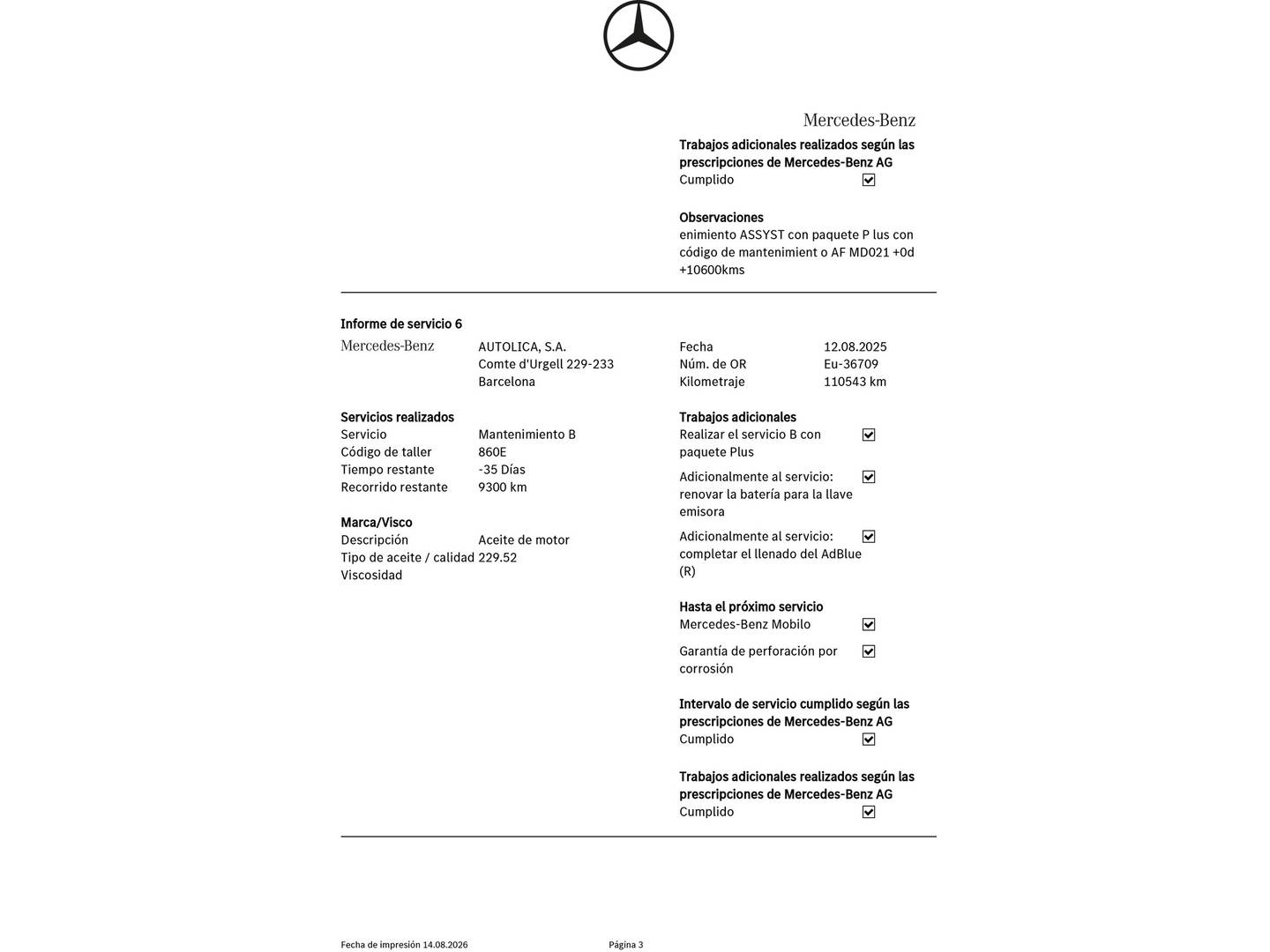 Foto del mantenimiento del Mercedes Clase GLC Mercedes GLC GLC 250 d 4Matic (204 CV)