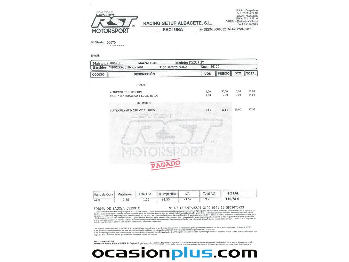 Foto del mantenimiento del Ford Focus Ford Focus 2.3 EcoBoost ST (280 CV)