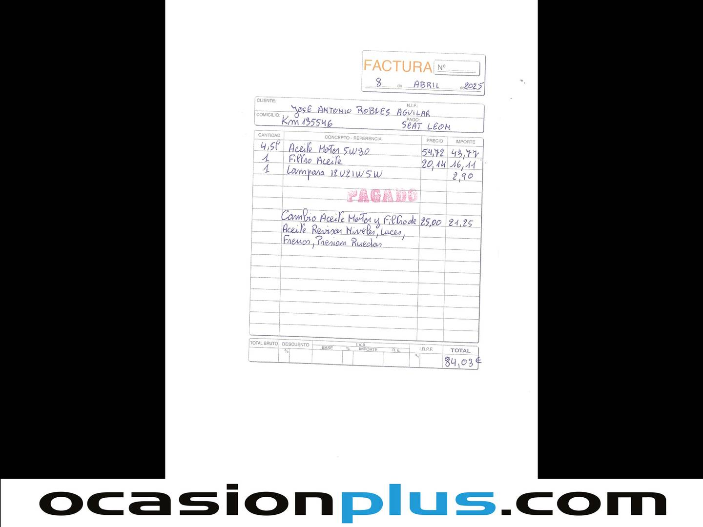 Foto del mantenimiento del Seat León SEAT León 1.2 TSI S&S Style (110 CV)