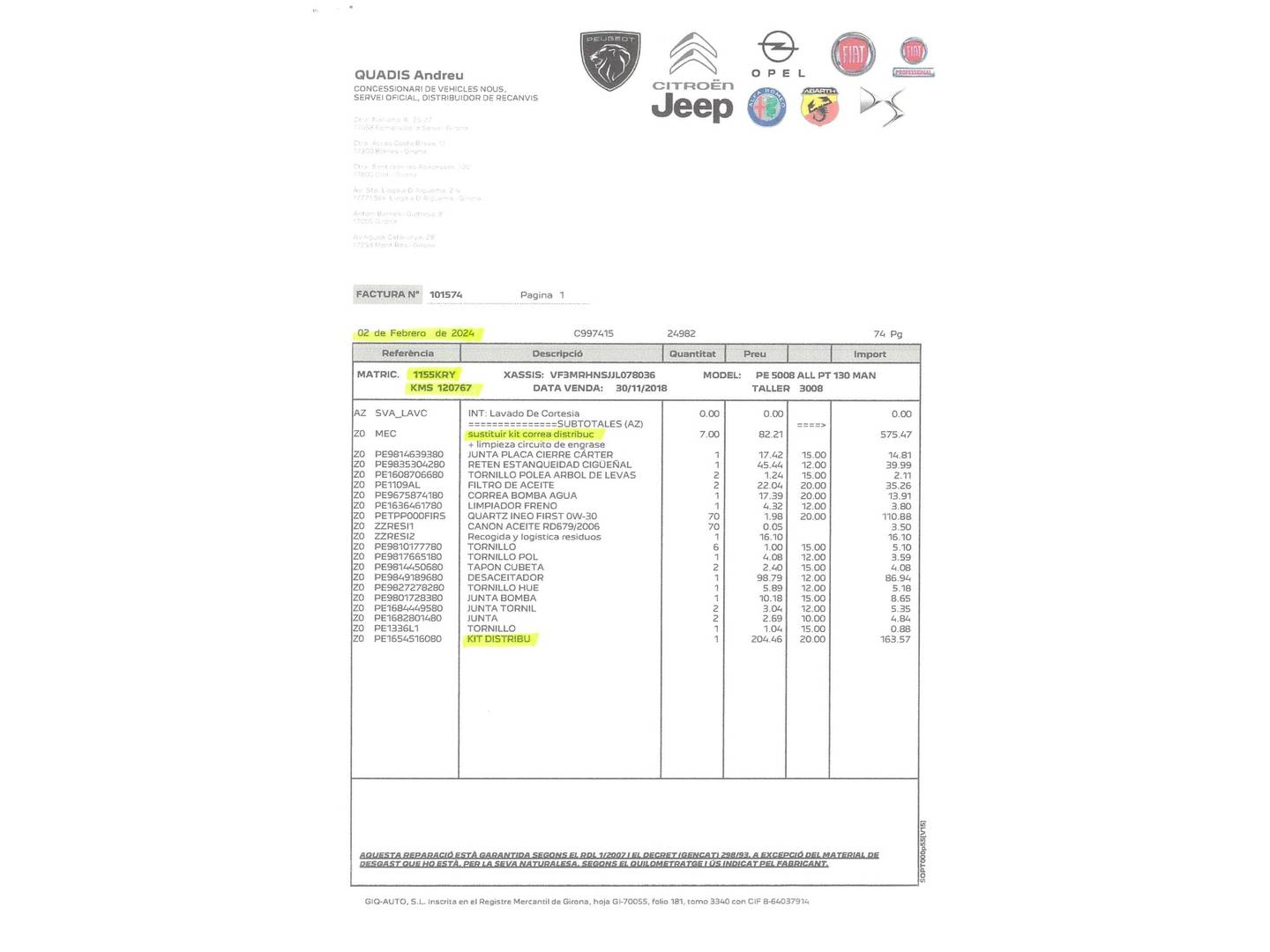 Foto del mantenimiento del Peugeot 5008 Peugeot 5008 PureTech 130 S&S Allure (130 CV)