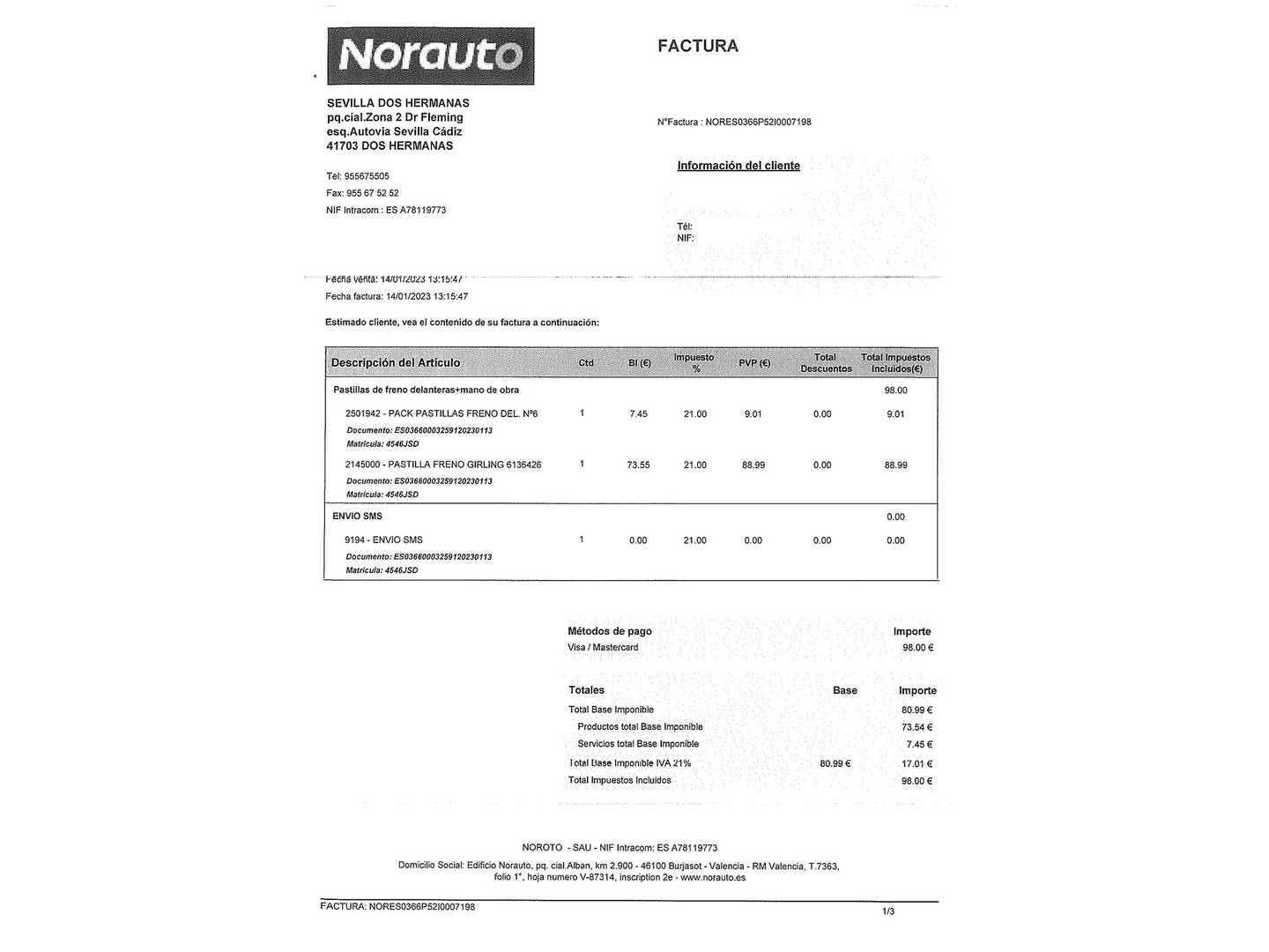Foto del mantenimiento del Fiat 500 Fiat 500 1.2 8v Lounge (69 CV)