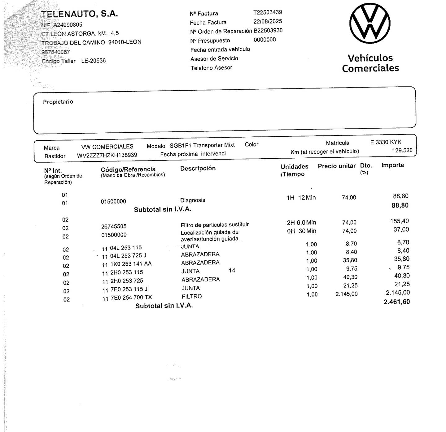 Foto Volkswagen Transporter Volkswagen Transporter Mixto Batalla Corta TN 2.0 TDI BMT(150 CV) ISOTERMO 5 Plazas
