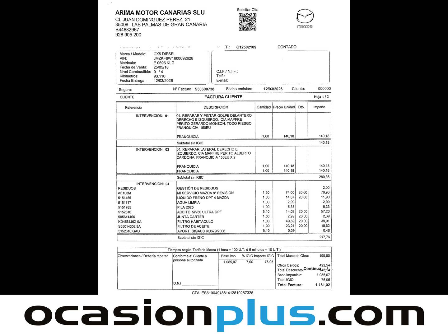 Foto del mantenimiento del Mazda CX-5 Mazda CX-5 2.2 DE Zenith+CN 2WD (150 CV)