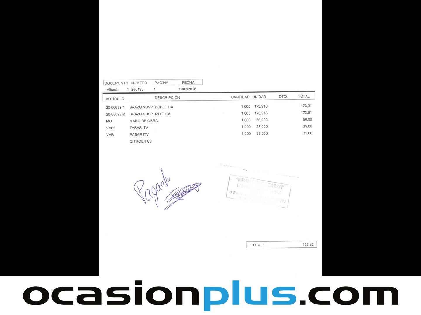 Foto del mantenimiento del Citroën C8 Citroën C8 2.2 HDI 16v Premier (130 CV) 7 Plazas
