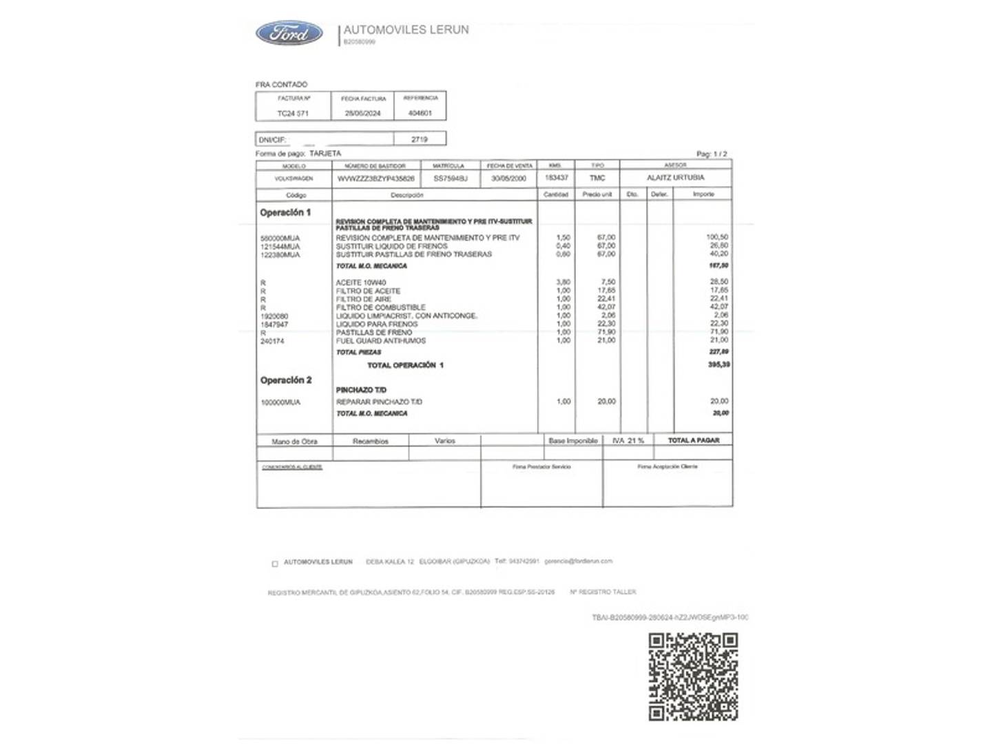 Foto del mantenimiento del Volkswagen Passat Volkswagen Passat Trendline 1.9 TDI (110 CV)