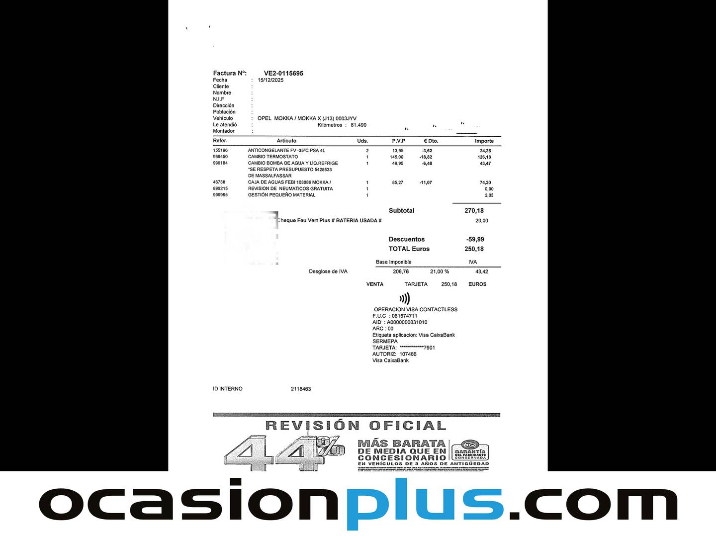 Foto del mantenimiento del Opel Mokka X Opel Mokka X 1.4 Turbo S&S Selective 4X2 (140 CV)