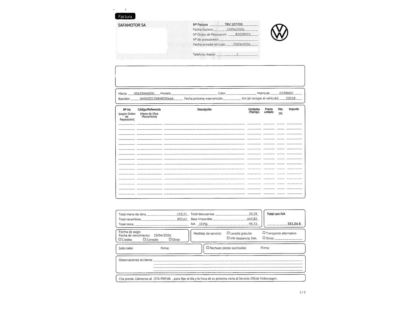 Foto del mantenimiento del Volkswagen Touran Volkswagen Touran ``Más`` 2.0 TDI (150 CV) DSG
