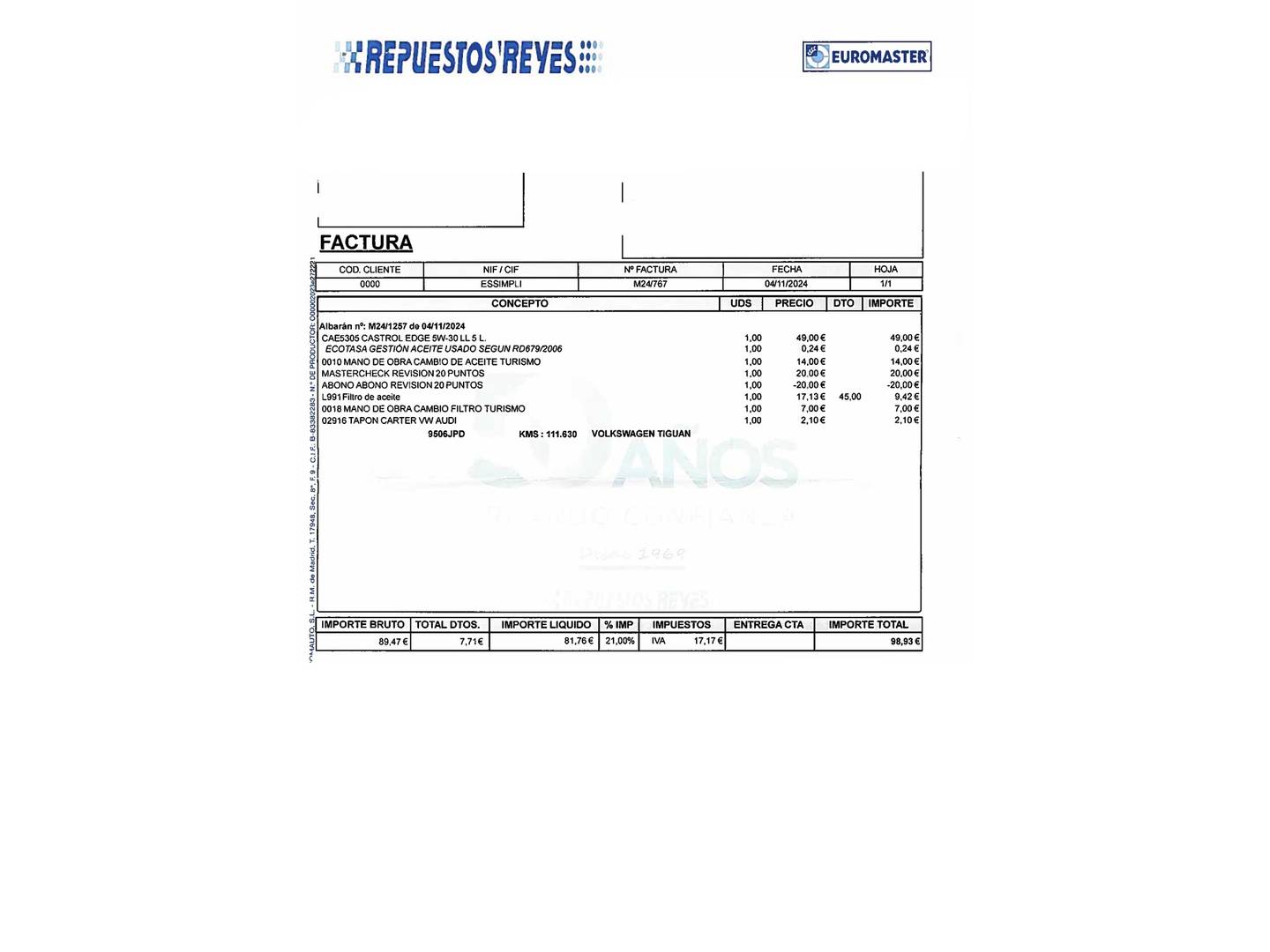 Foto del mantenimiento del Volkswagen Tiguan Volkswagen Tiguan R-Line 2.0 TDI BMT 4x2 (150 CV)