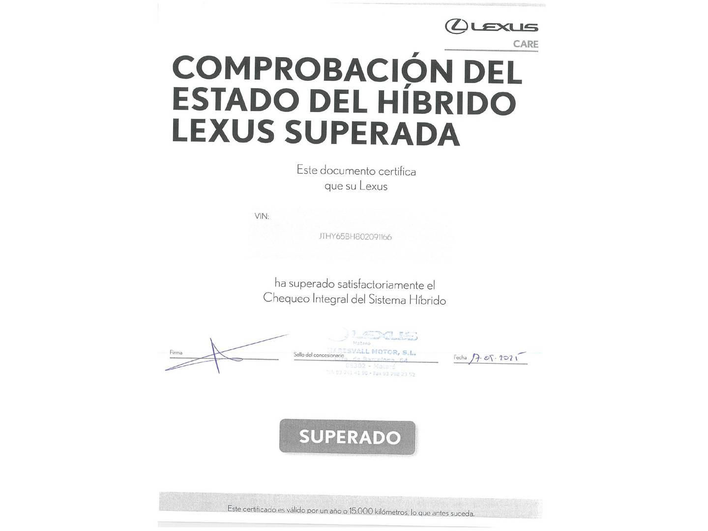 Foto del mantenimiento del Lexus UX Lexus UX 250h Business 2WD (184 CV)
