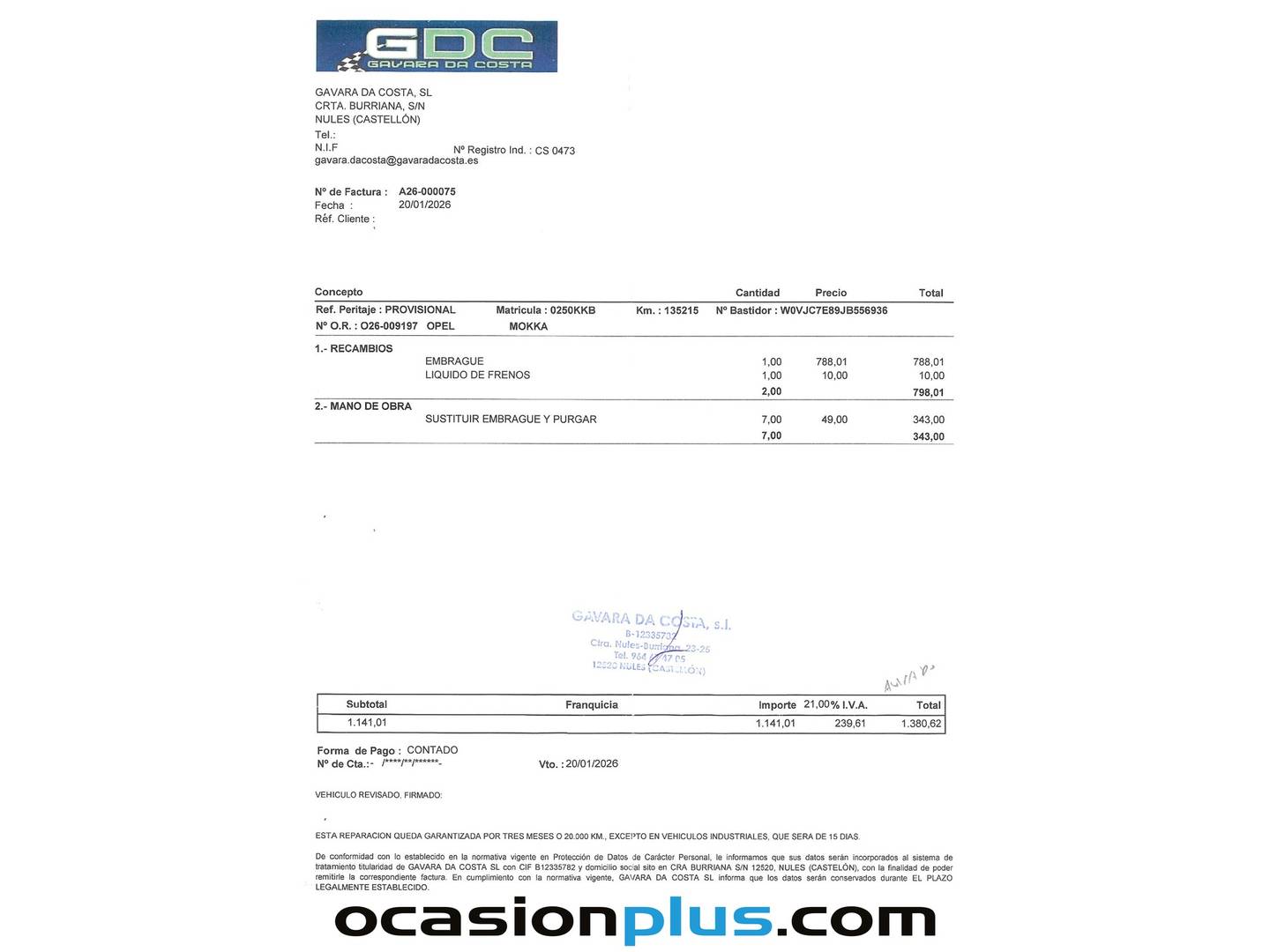 Foto del mantenimiento del Opel Mokka X Opel Mokka X 1.4 Turbo S&S Selective 4X2 (140 CV)