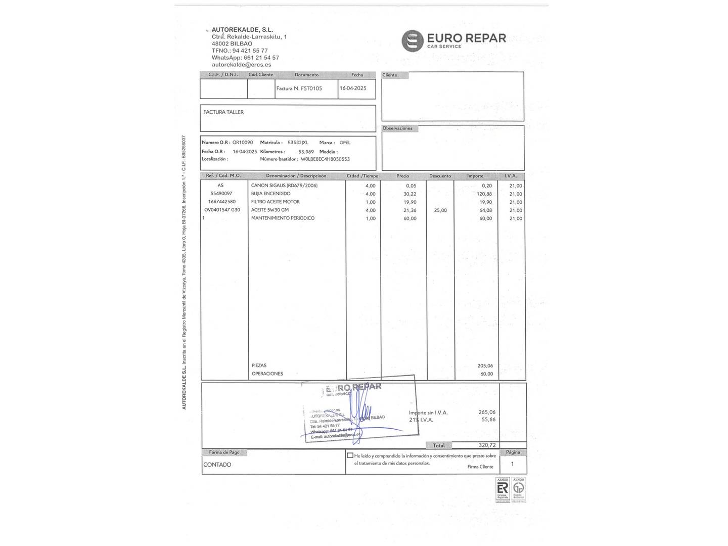 Foto del mantenimiento del Opel Astra Opel Astra 1.4 Turbo Excellence (150 CV)