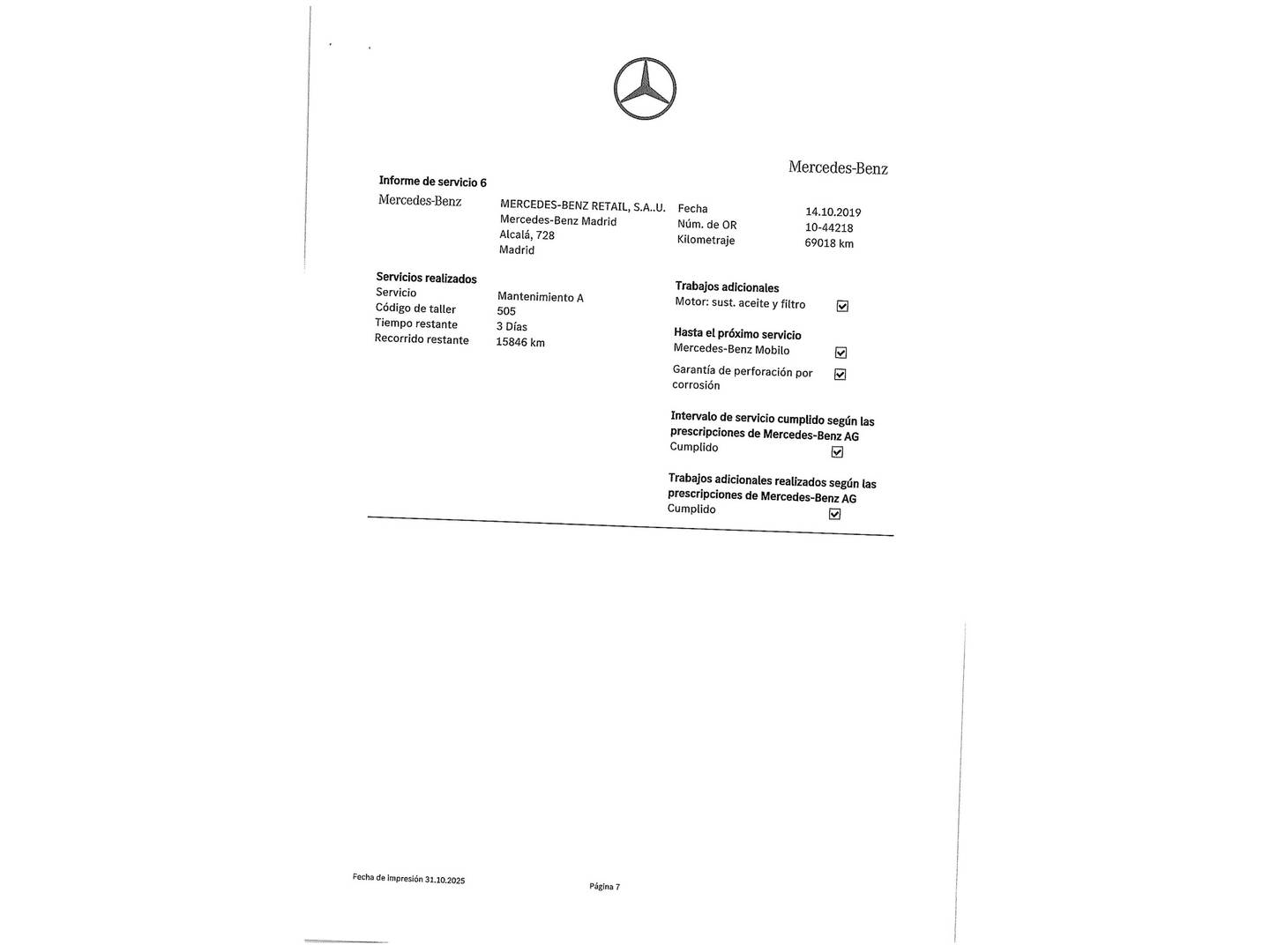 Foto del mantenimiento del Mercedes Clase B Mercedes Clase B B 180 CDI Blue Efficiency (109 CV)