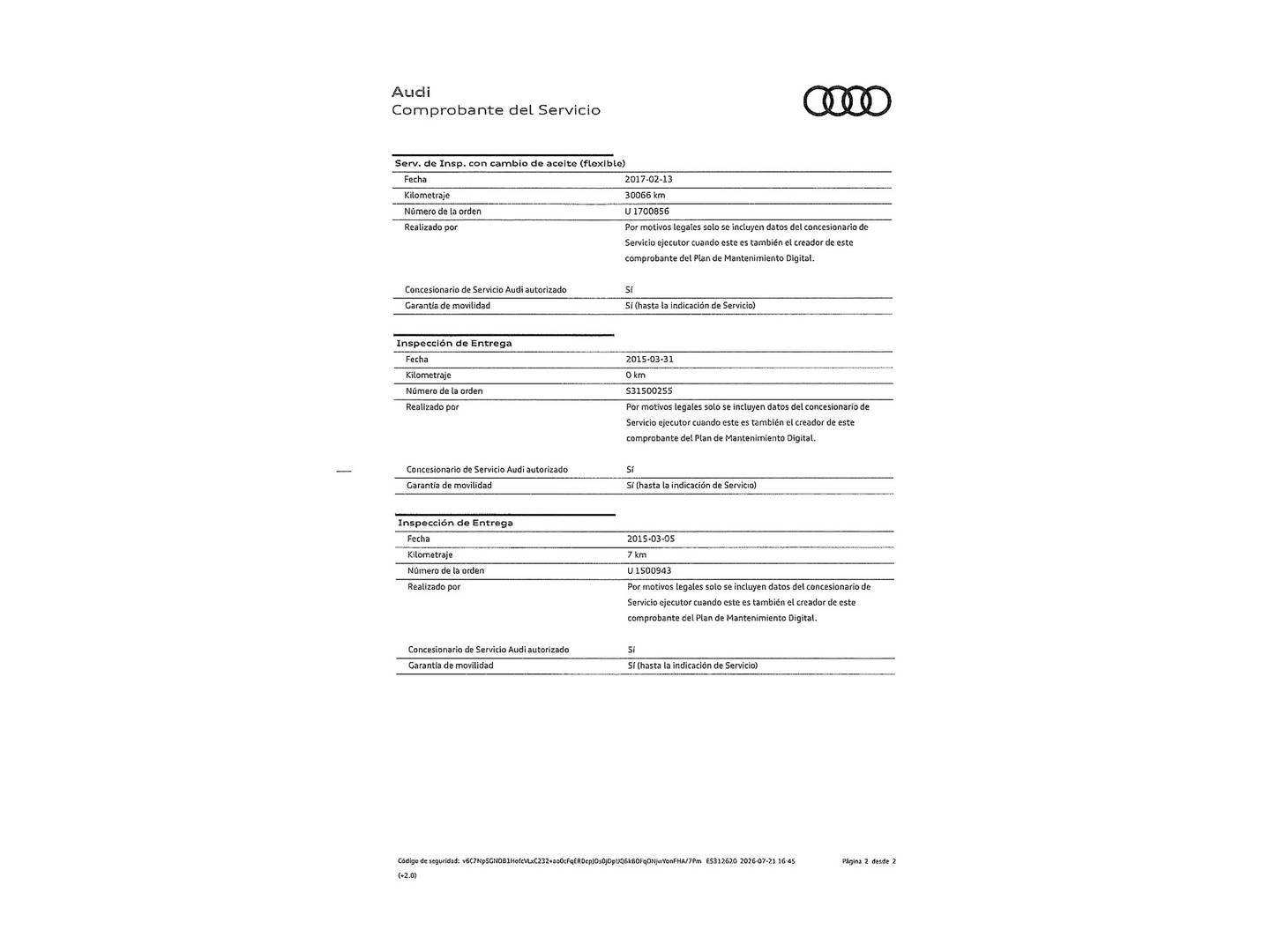 Foto del mantenimiento del Audi A1 Audi A1 design 1.4 TDI ultra (90 CV)