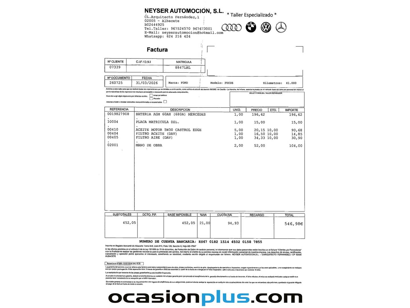 Foto del mantenimiento del Ford Focus Ford Focus 2.3 EcoBoost ST (280 CV)