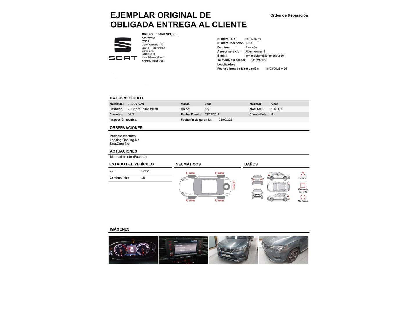 Foto del mantenimiento del Seat Ateca Seat Ateca 1.5 TSI S&S FR Plus (150 CV)