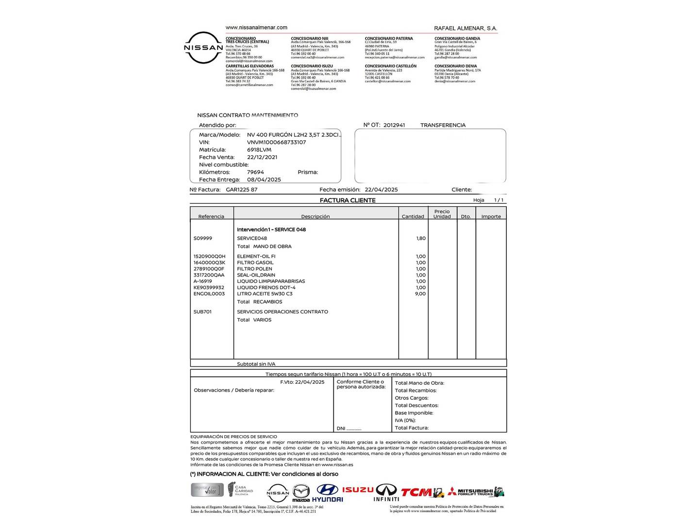 Foto Nissan NV400 Nissan NV400 Chasis Cabina 2.3 dCi L2H2 Optima (135 CV)