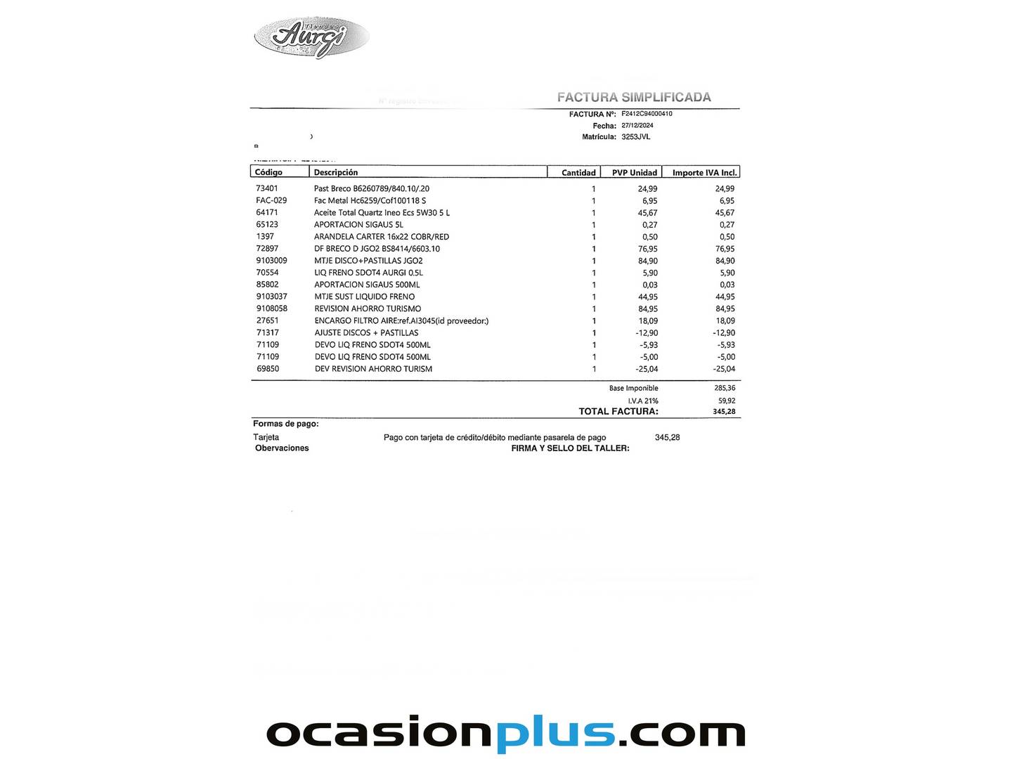 Foto del mantenimiento del Citroën C3 Citroën C3 PureTech 110 S&S Shine (110 CV)