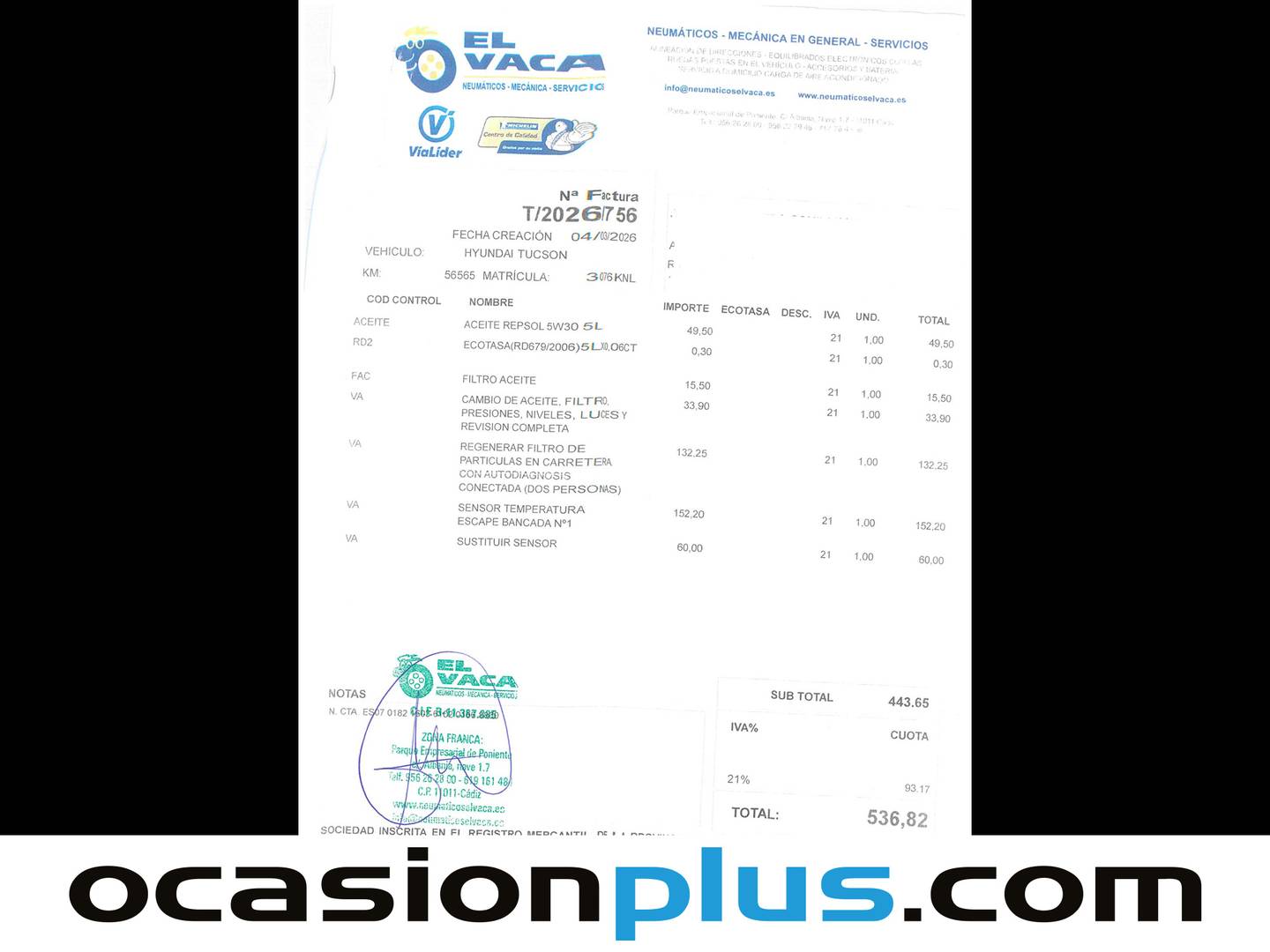 Foto del mantenimiento del Hyundai Tucson Hyundai Tucson 1.7 CRDI BD Tecno Sky Safe DT 4x2 (141 CV)