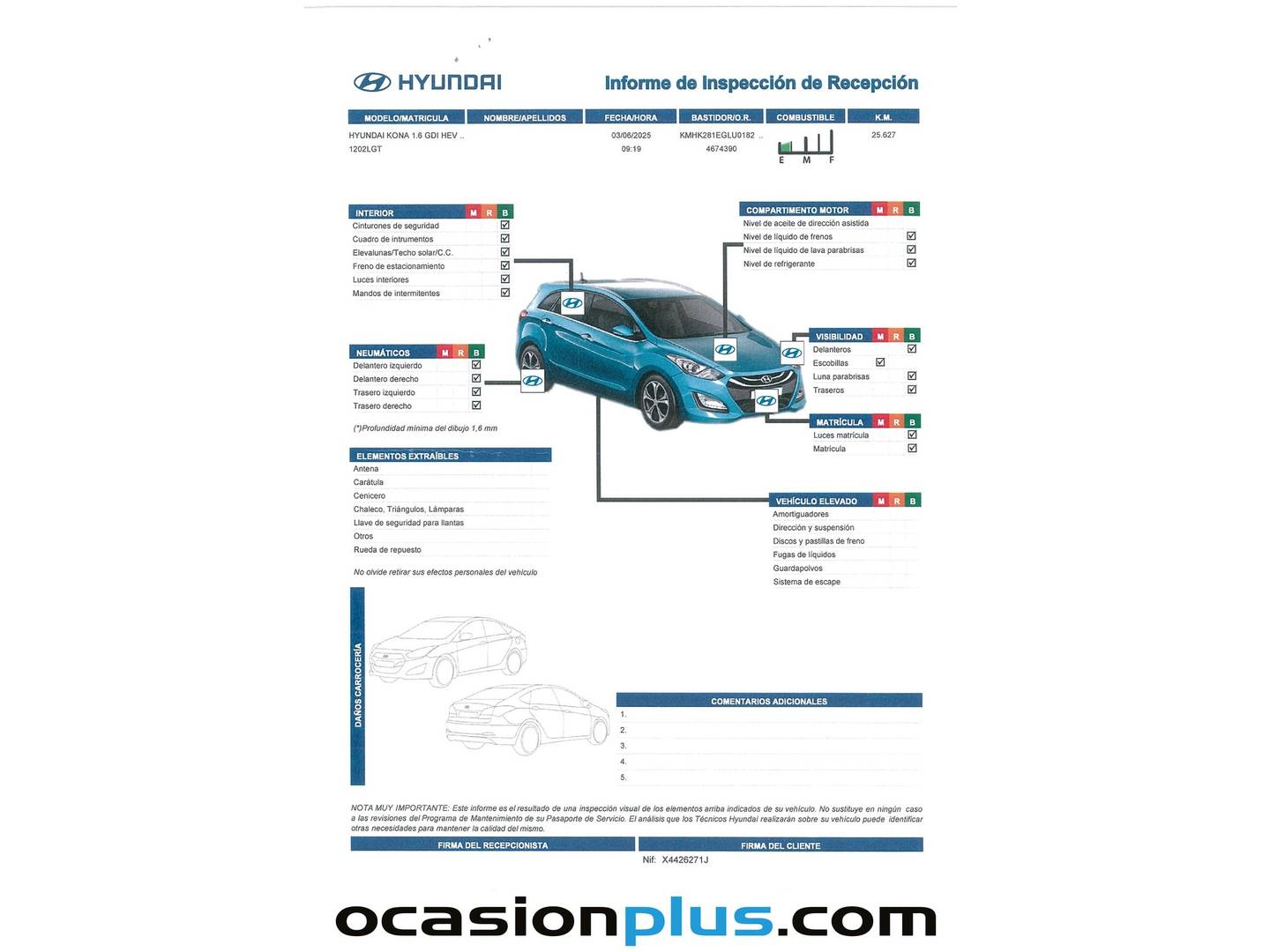 Foto del mantenimiento del Hyundai Kona Hyundai Kona 1.6 GDI HEV Klass DT (141 CV)