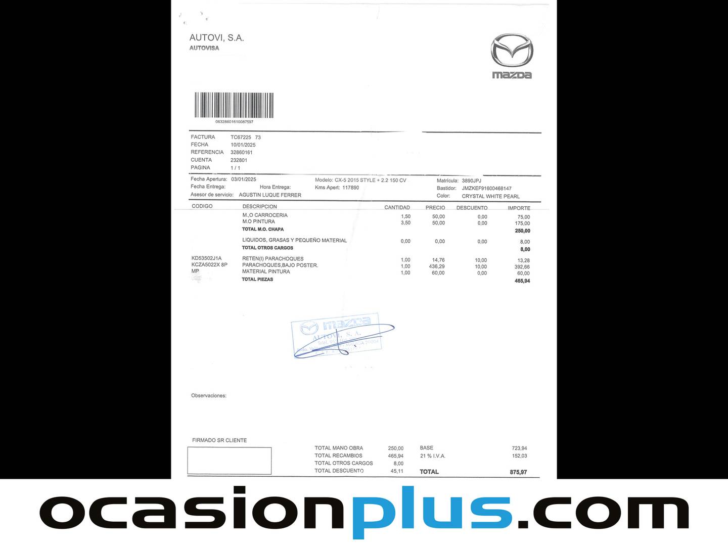 Foto del mantenimiento del Mazda CX-5 Mazda CX-5 2.2 DE Style+ 2WD (150 CV)