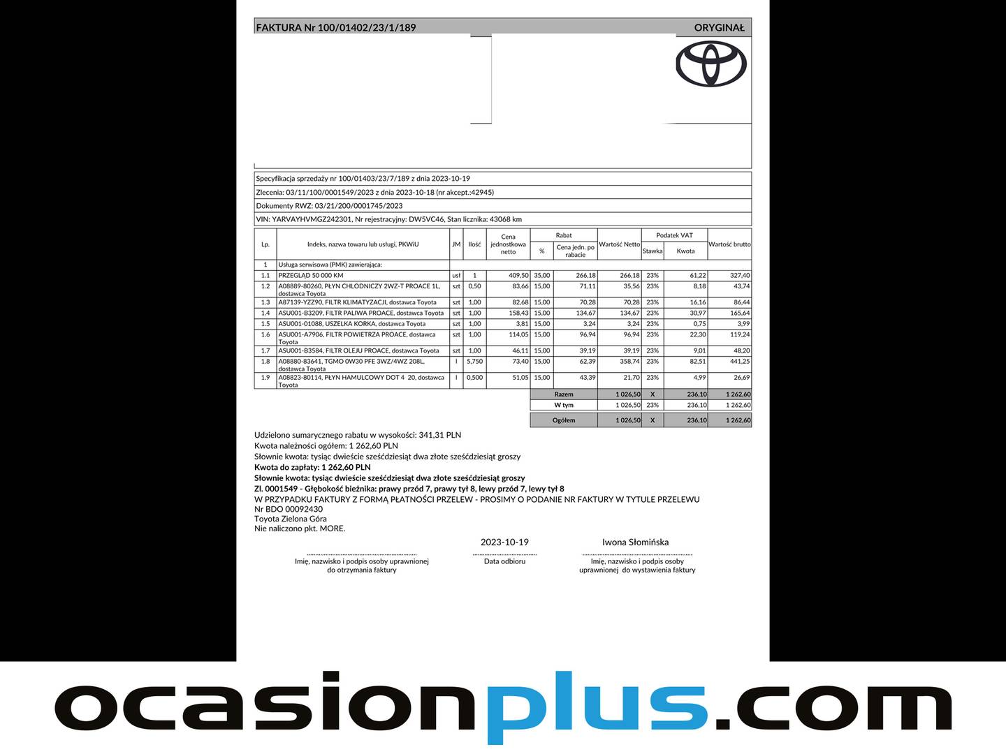 Foto del mantenimiento del Toyota Proace Verso Toyota Proace Verso 1.5D Shuttle VX L2 (120 CV) 9 Plazas