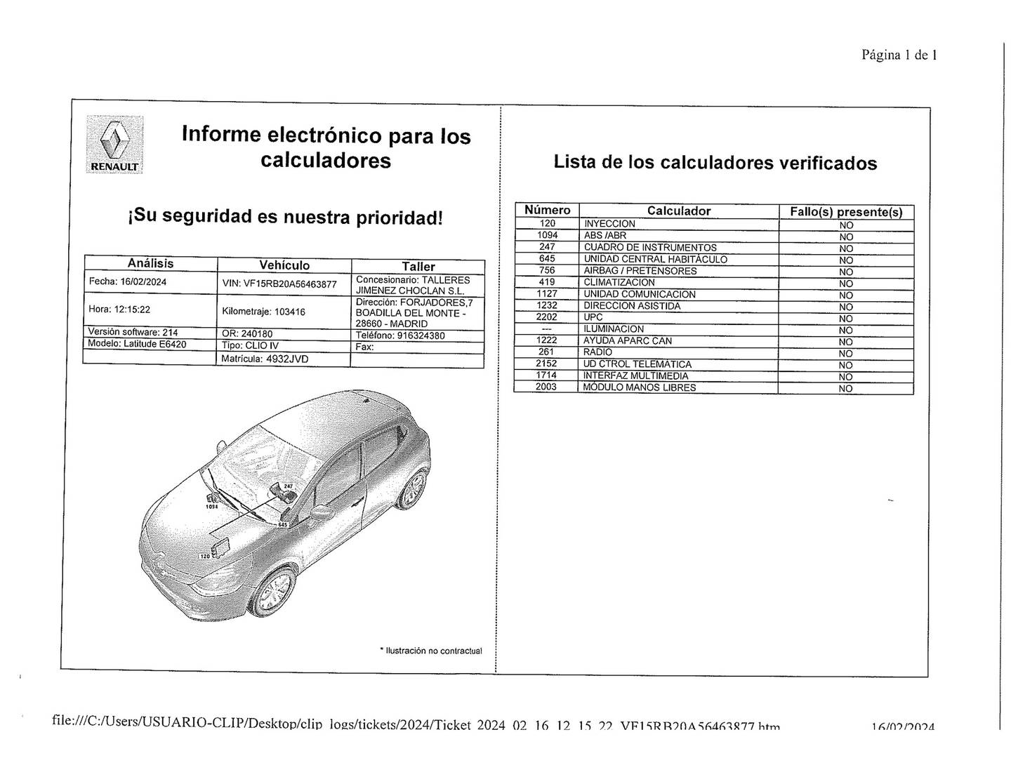 Foto del mantenimiento del Renault Clio Renault Clio Zen Energy TCe (90 CV)