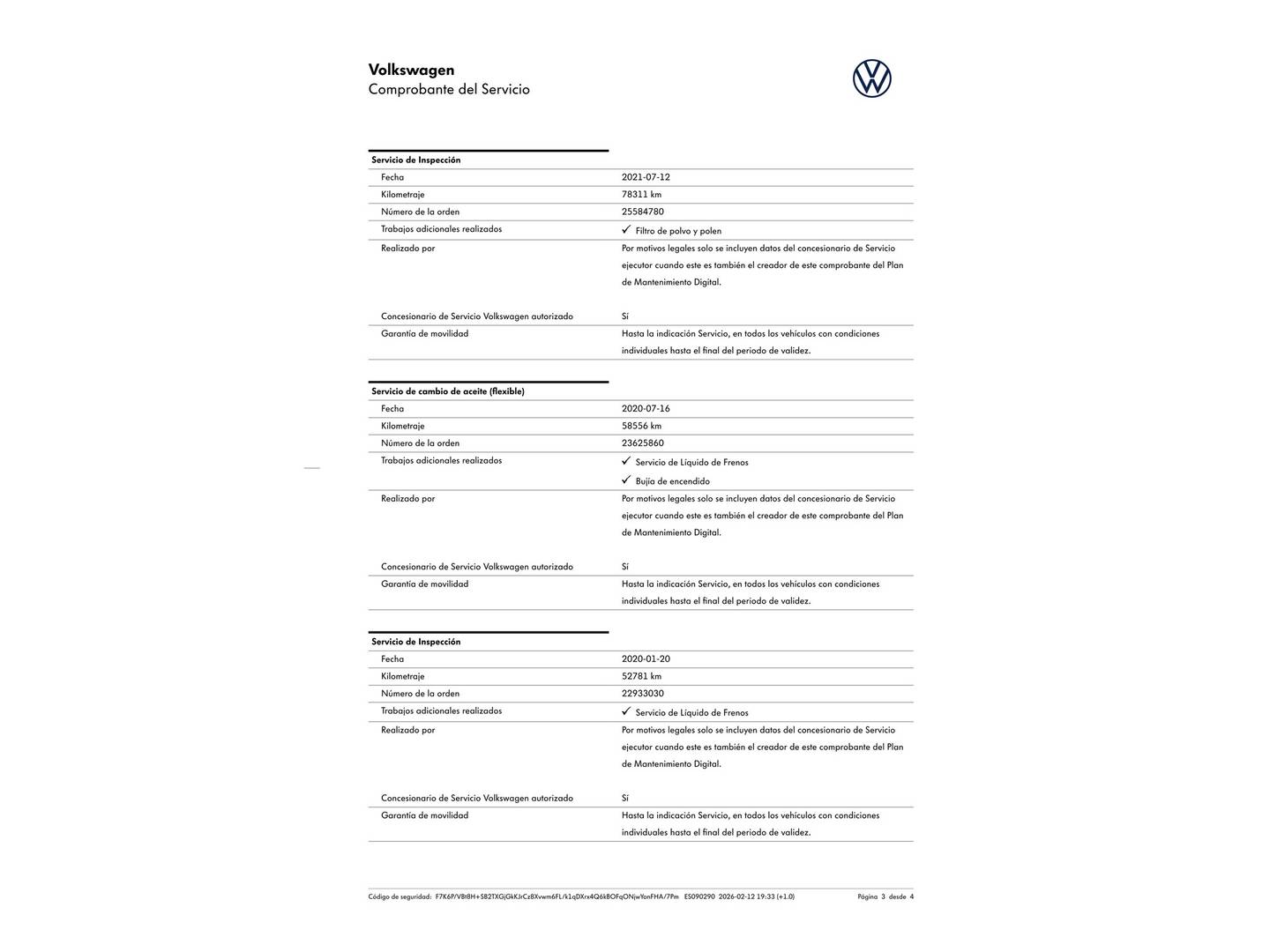 Foto del mantenimiento del Volkswagen Golf Volkswagen Golf Advance 1.4 TSI (125 CV) DSG