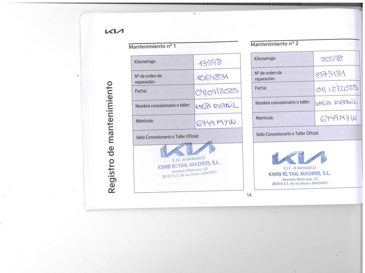 Foto del mantenimiento del KIA Stonic KIA Stonic 1.0 T-GDi MHEV Drive (100 CV)