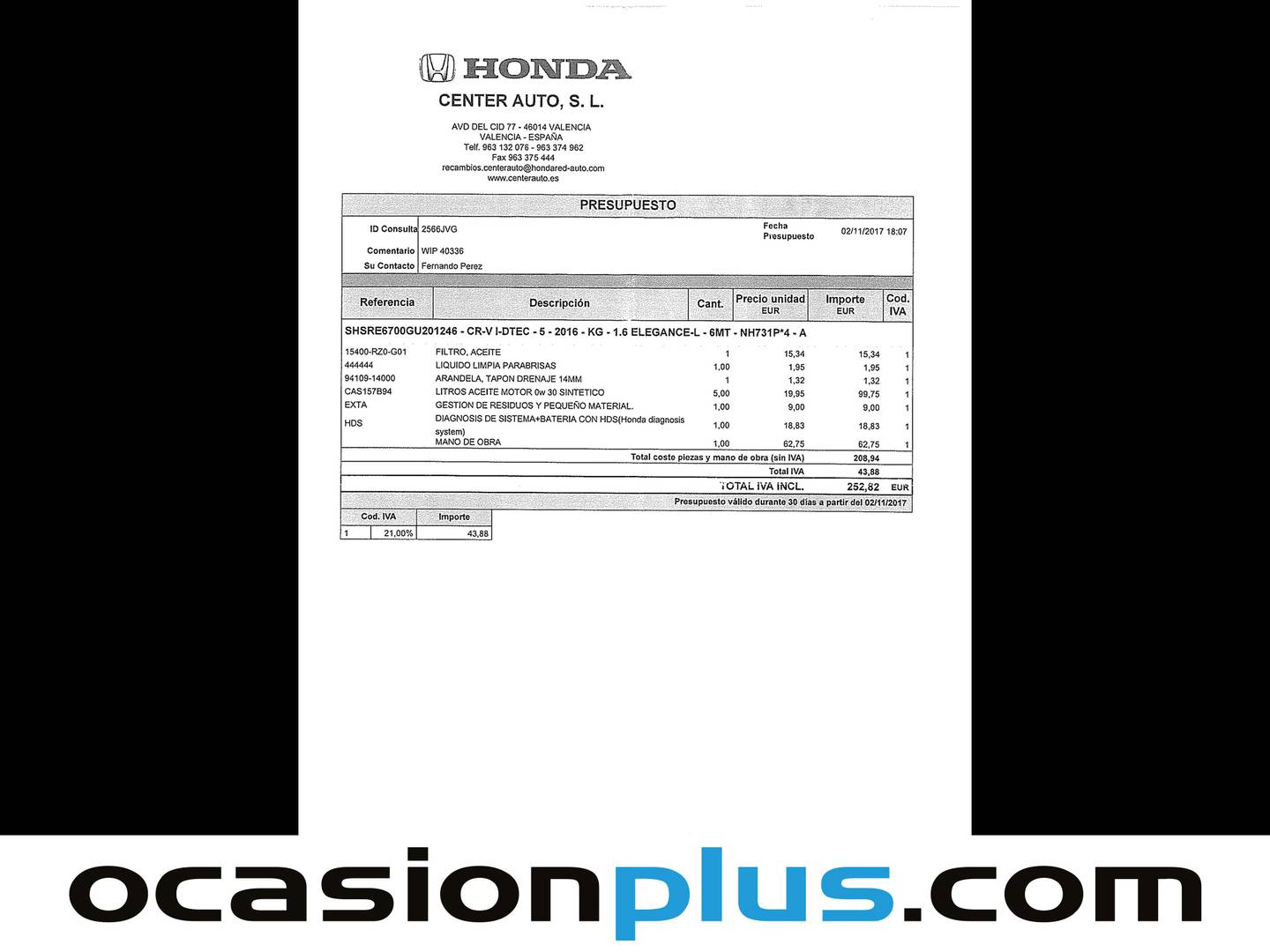 Foto del mantenimiento del Honda CR-V Honda CR-V 1.6 i-DTEC Elegance nav 4x2 (120 CV)
